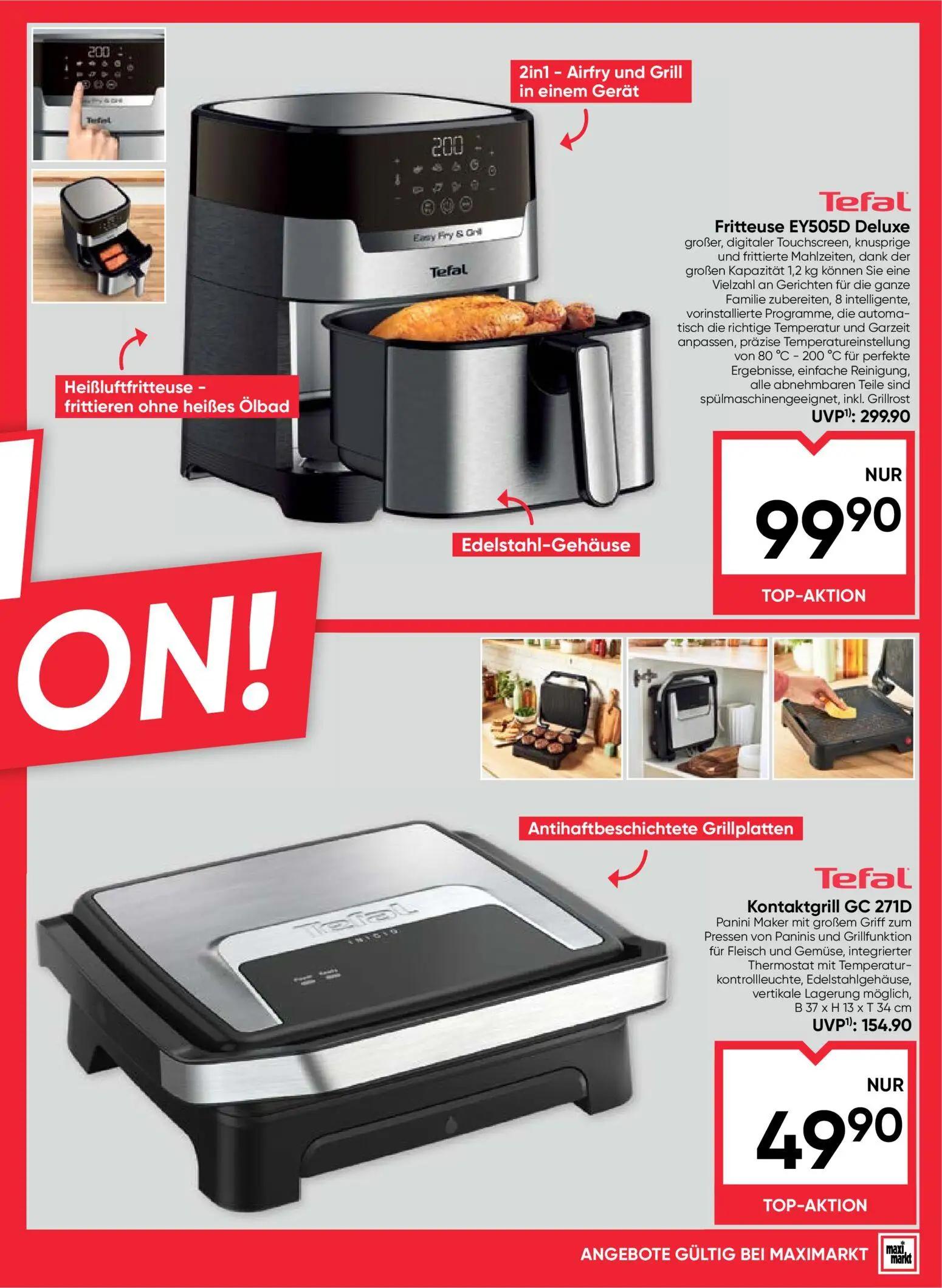 Maximarkt Prospekt, Seite 5 von 8 — Tefal Fritteuse EY505D Deluxe, Tefal Kontaktgrill GC 271D