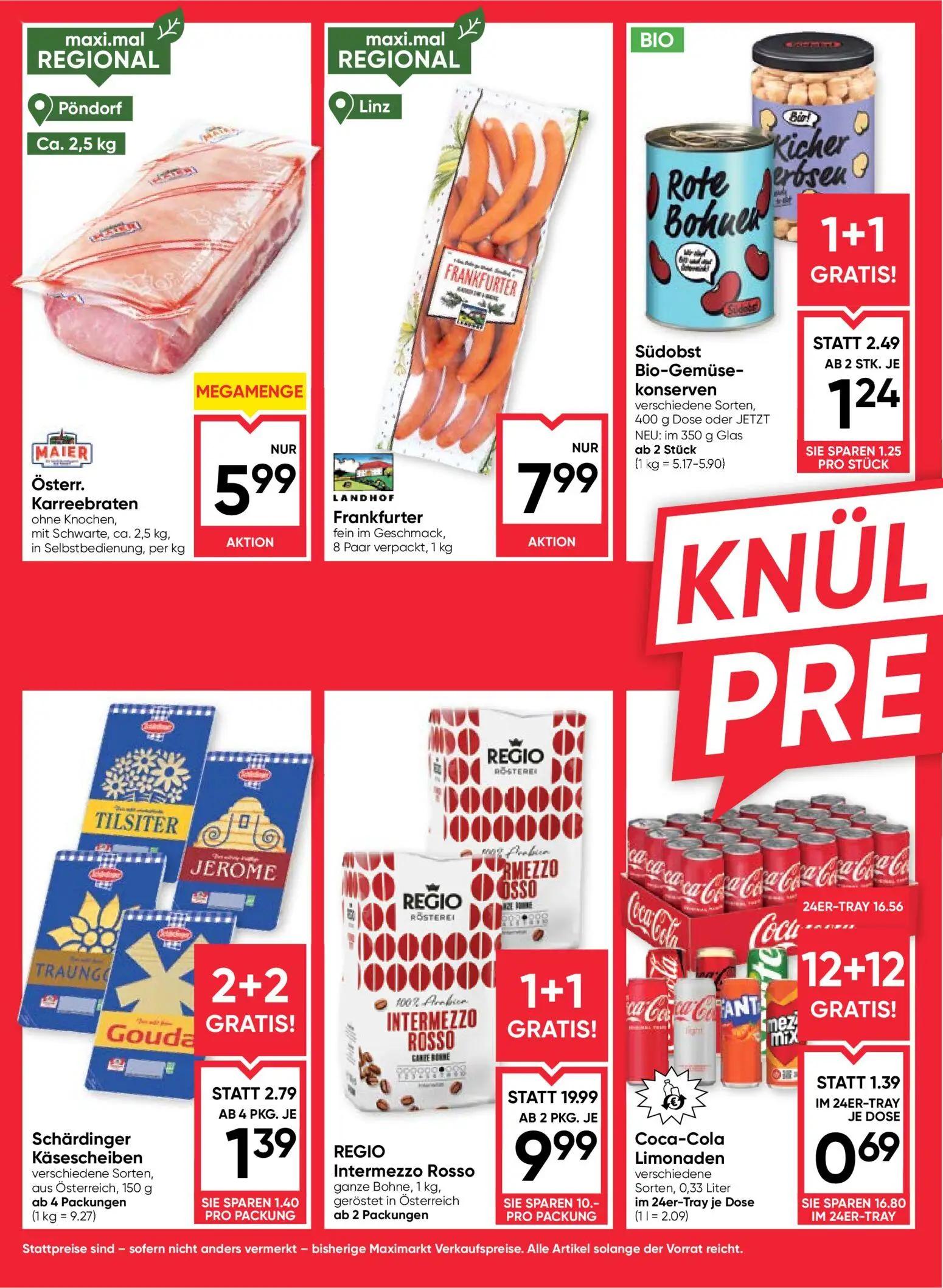 Maximarkt Prospekt, Seite 2 von 24 — REGIO Intermezzo Rosso ganze Bohne, Schärdinger Käsescheiben verschiedene Sorten, Südob…