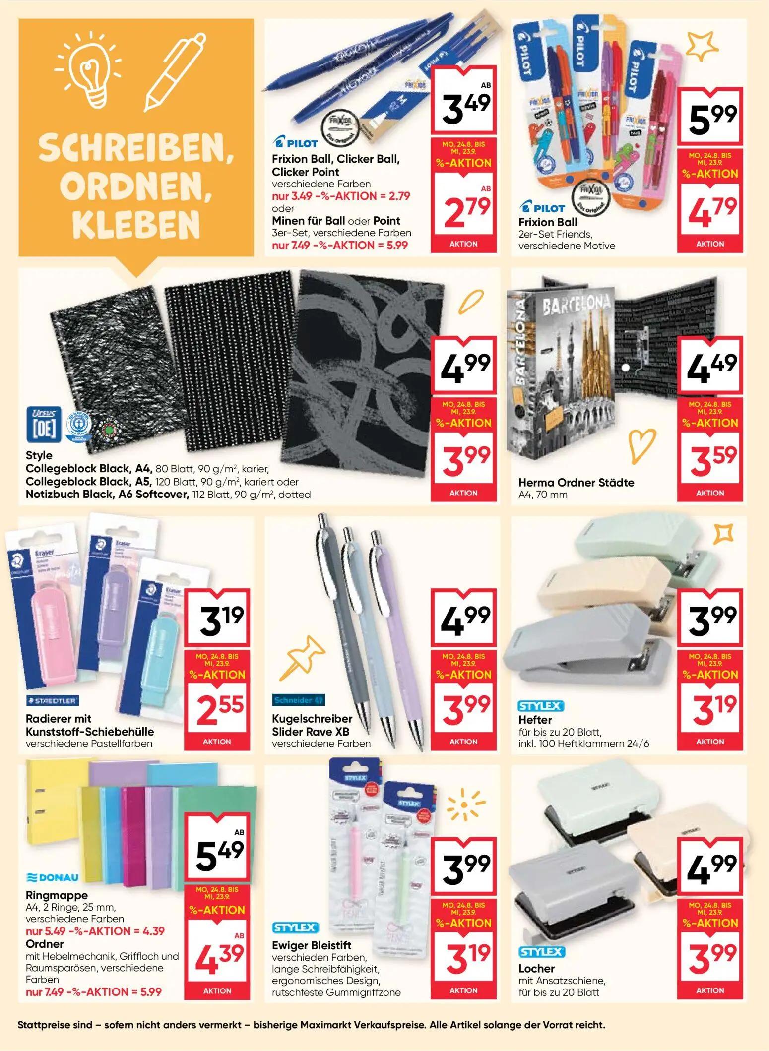 Maximarkt Prospekt, Seite 8 von 20 — Minen für Ball oder Point, Ordner, Frixion Ball