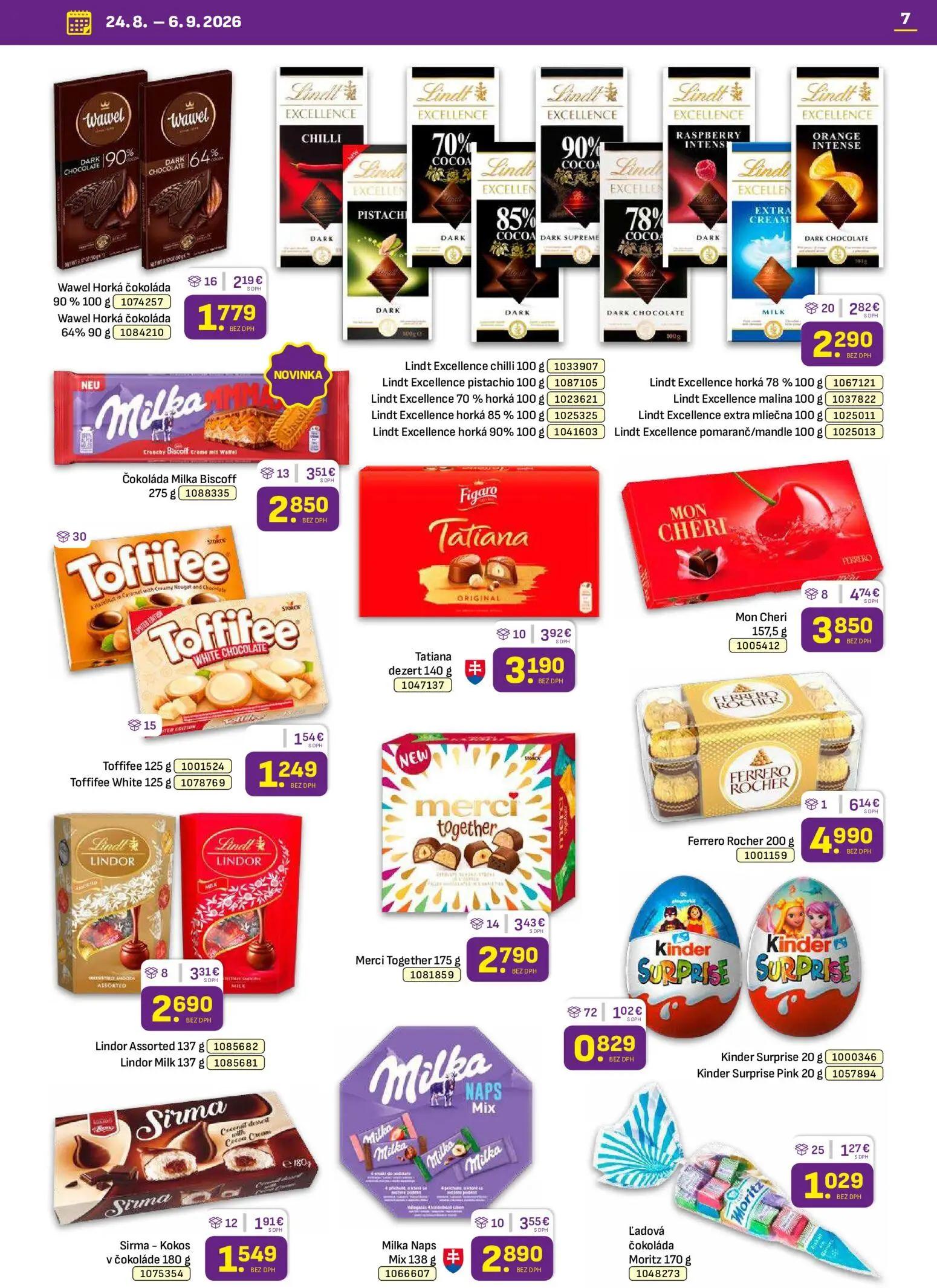 Libex leták, strana 7 z 36 — Ferrero Rocher, Mon Cheri, Tatiana dezert