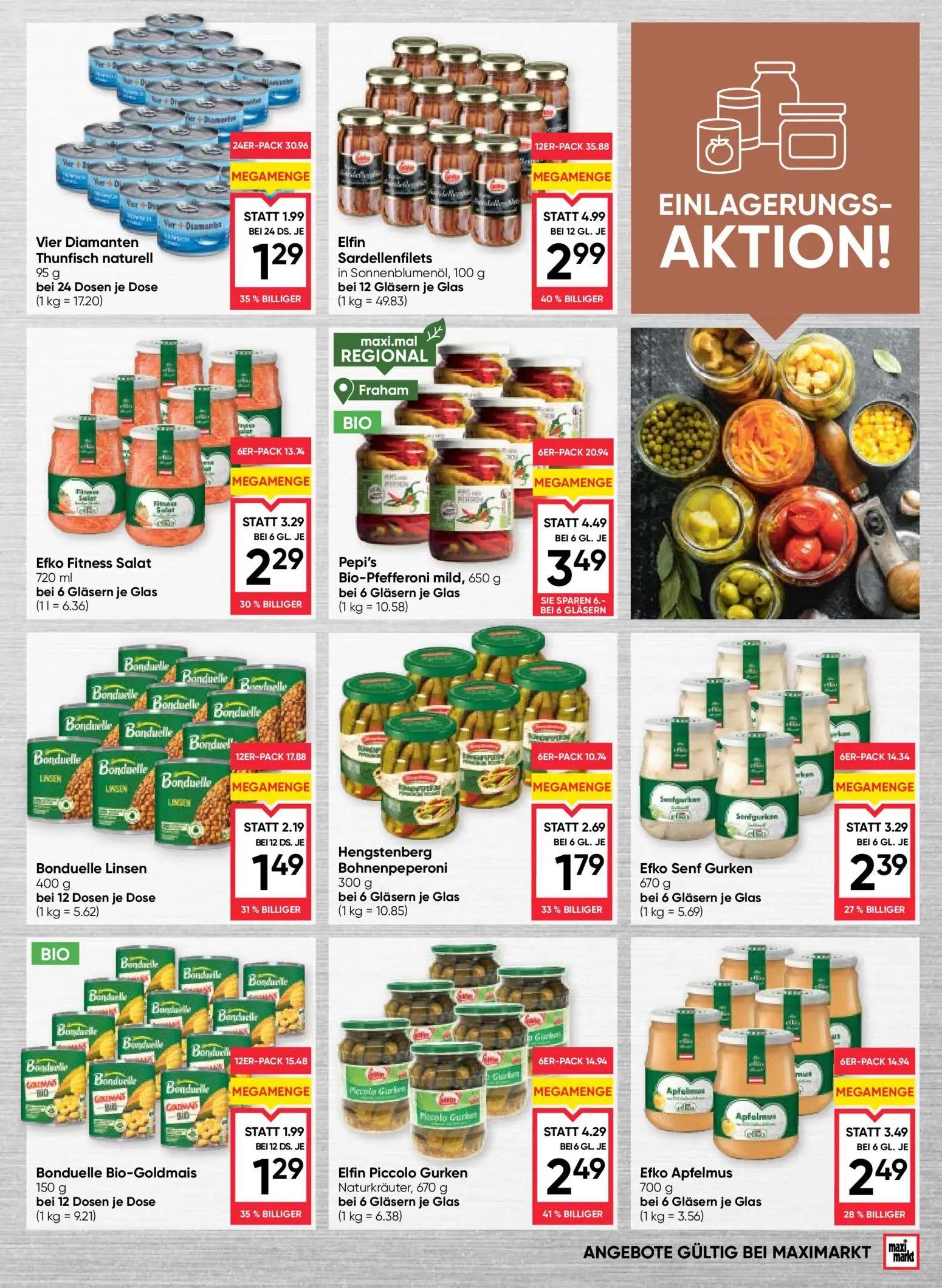 Maximarkt Prospekt, Seite 7 von 24 — Elfin Sardellenfilets in Sonnenblumenöl,, Elfin Piccolo Gurken Naturkräuter, Efko Fitne…