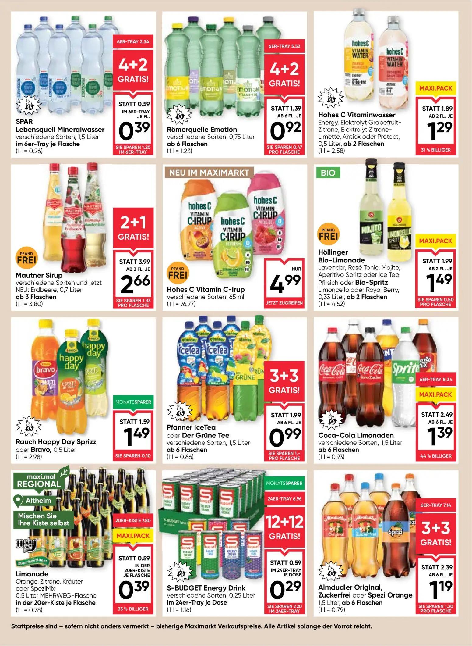Maximarkt Prospekt, Seite 12 von 24 — Mautner Sirup verschiedene Sorten und jetzt NEU: Erdbeere, Almdudler Original, Zuckerf…