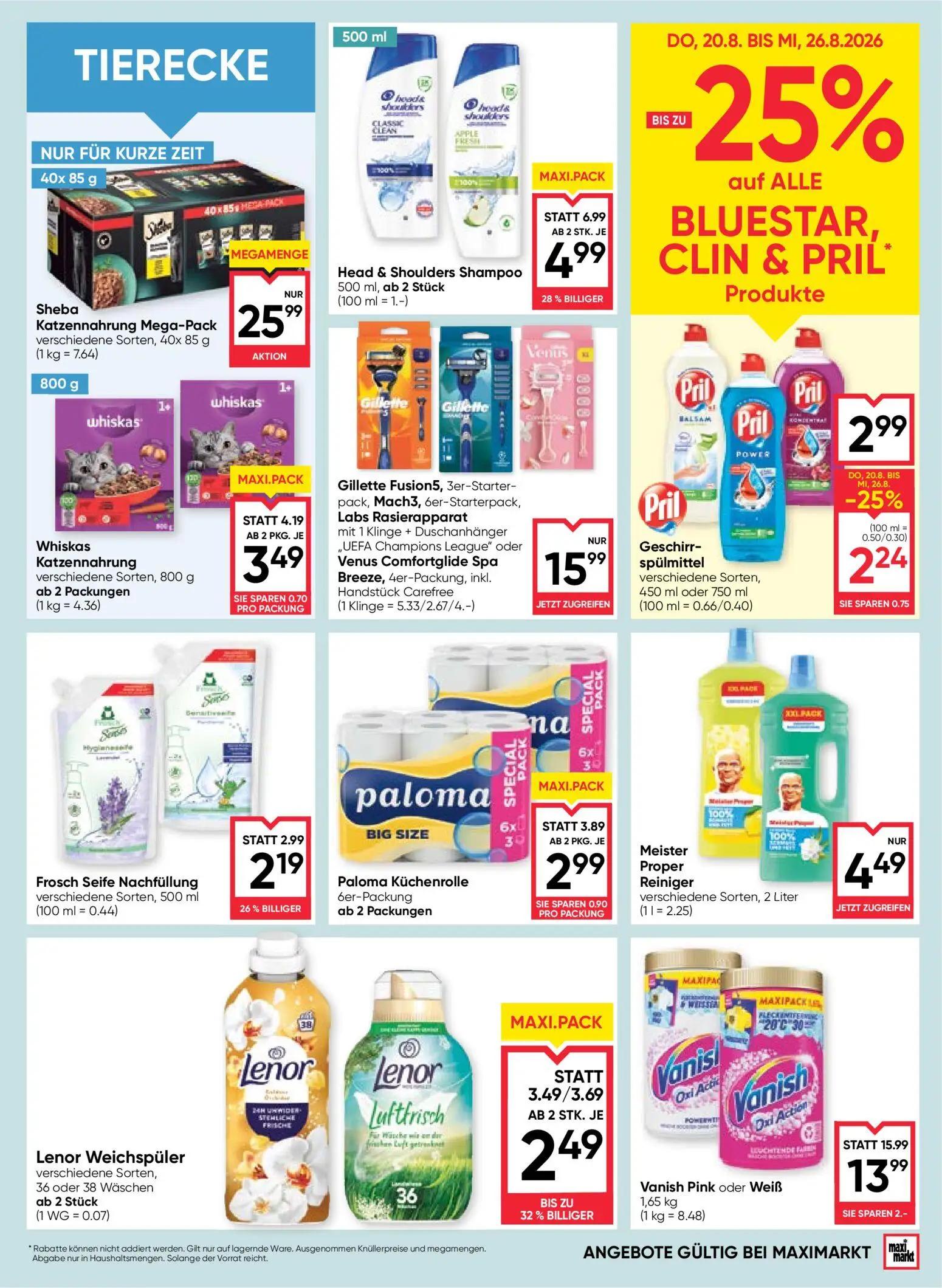 Maximarkt Prospekt, Seite 15 von 24 — Head & Shoulders Shampoo, Vanish Pink oder Weiß, Lenor Weichspüler