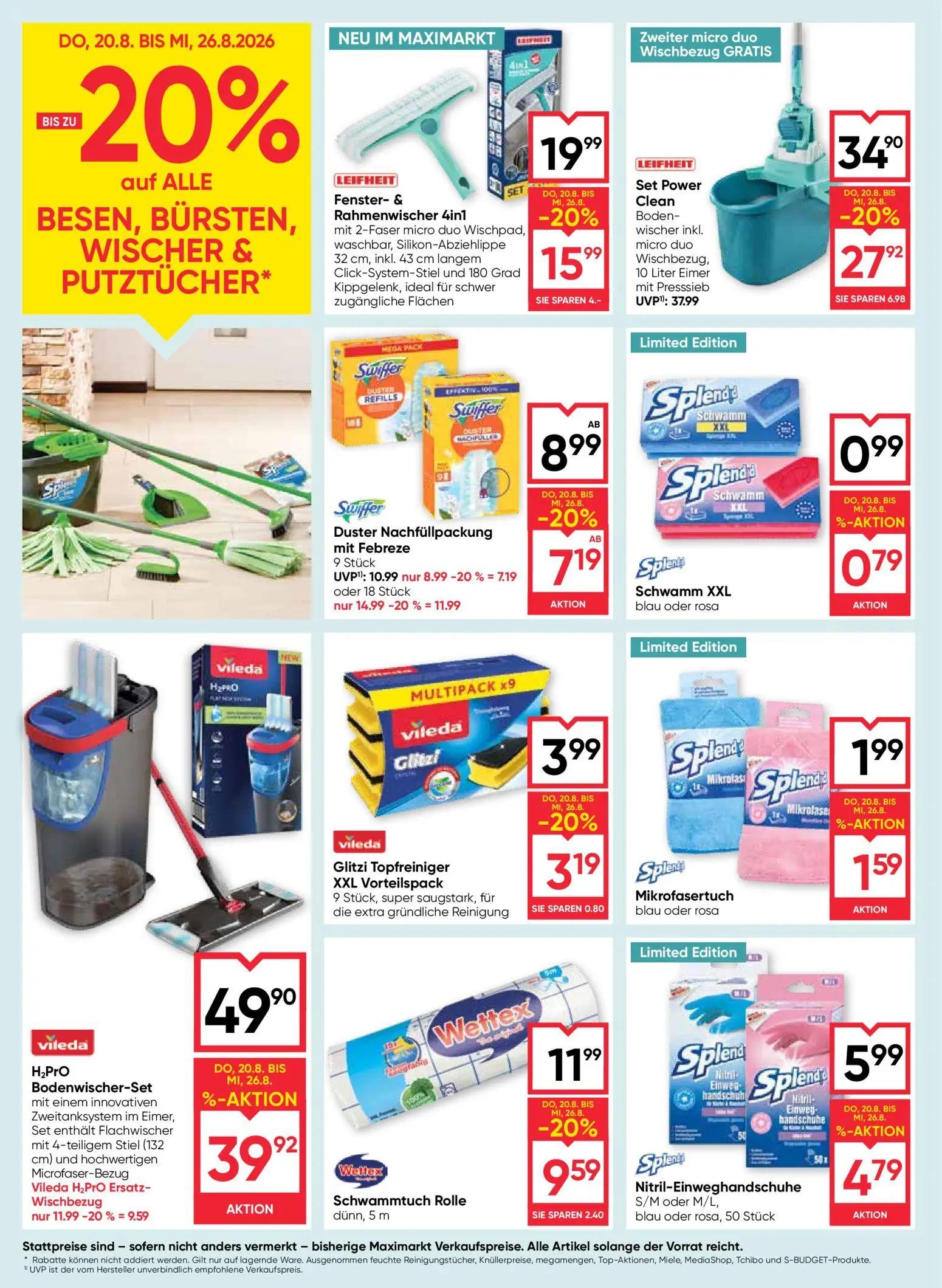 Maximarkt Prospekt, Seite 16 von 24 — H2PrO Bodenwischer-Set, Set Power Clean Bodenwischer inkl. micro duo Wischbezug, 10 Li…