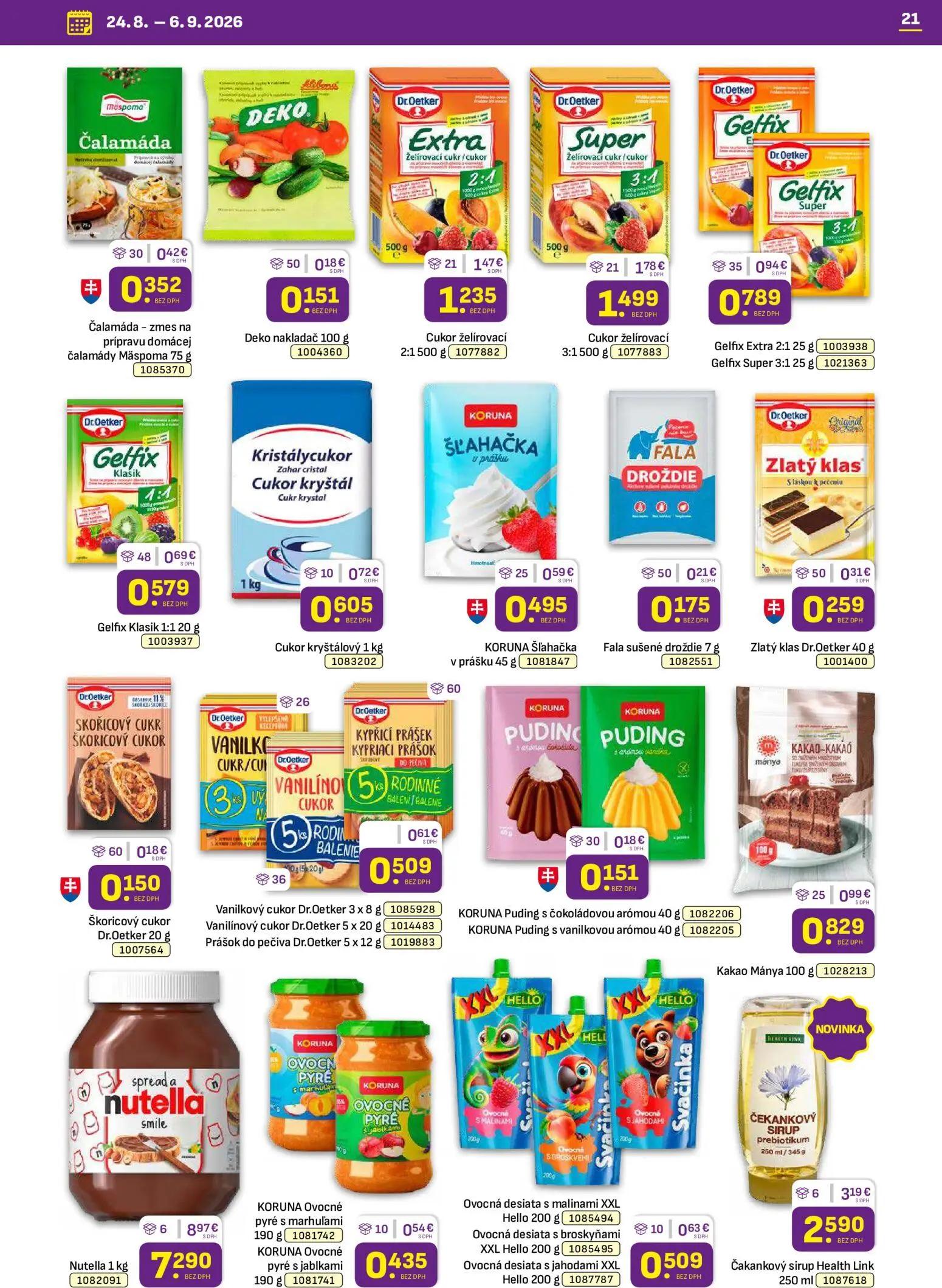 Libex leták, strana 21 z 36 — Nutella, Čakankový sirup Health Link, Cukor želírovací