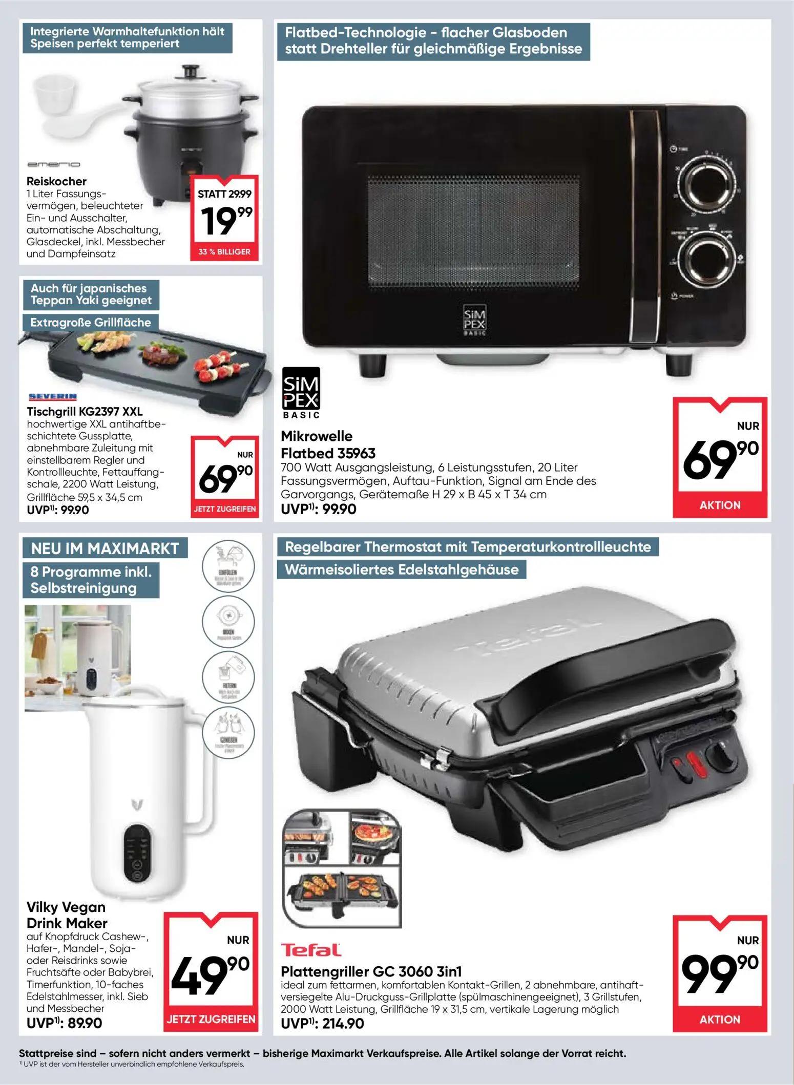 Maximarkt Prospekt, Seite 20 von 24 — Plattengriller GC 3060 3in1, Vilky Vegan Drink Maker, Tischgrill KG2397 XXL