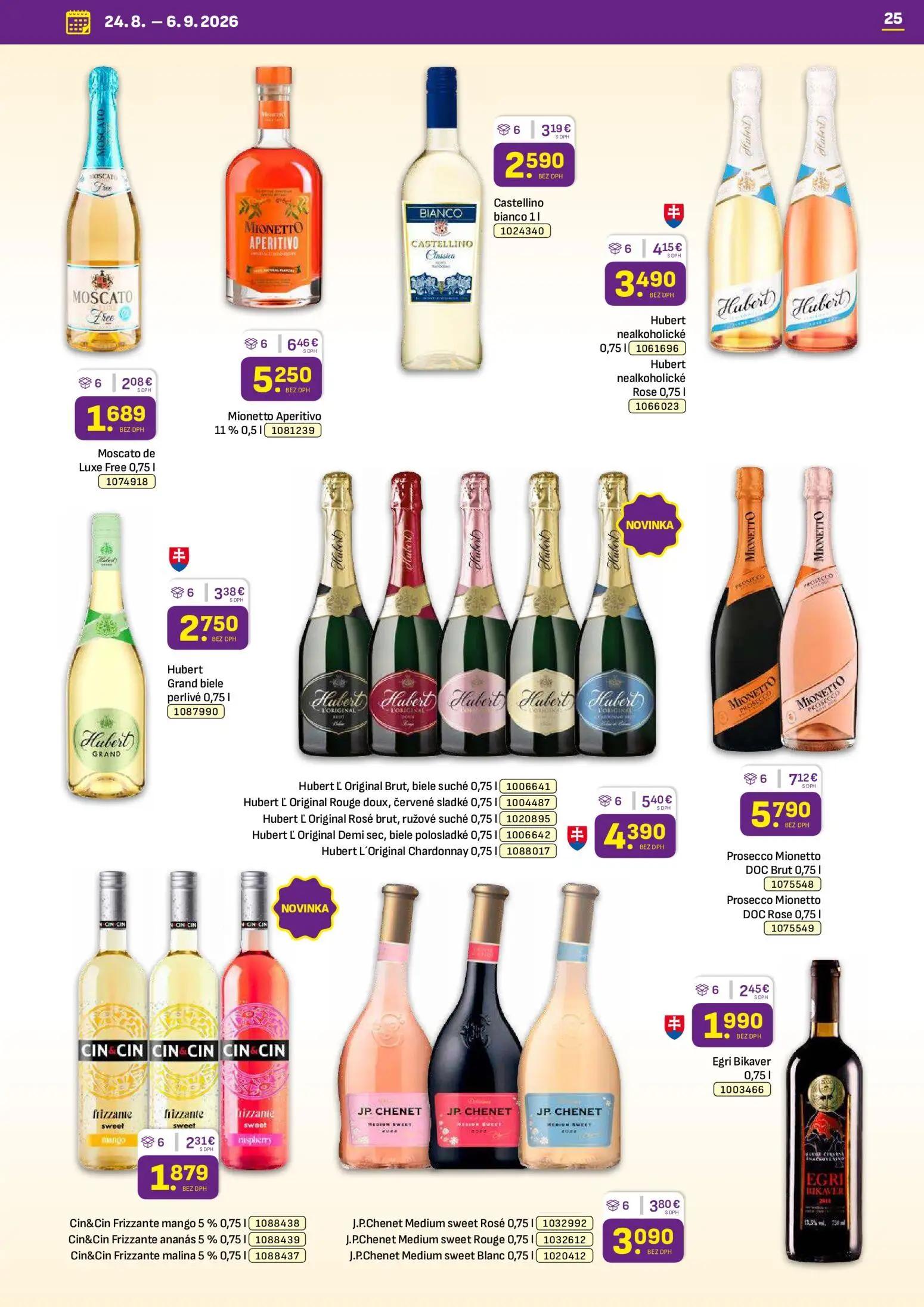 Libex leták, strana 25 z 36 — Moscato de Luxe Free, Mionetto Aperitivo, Castellino bianco