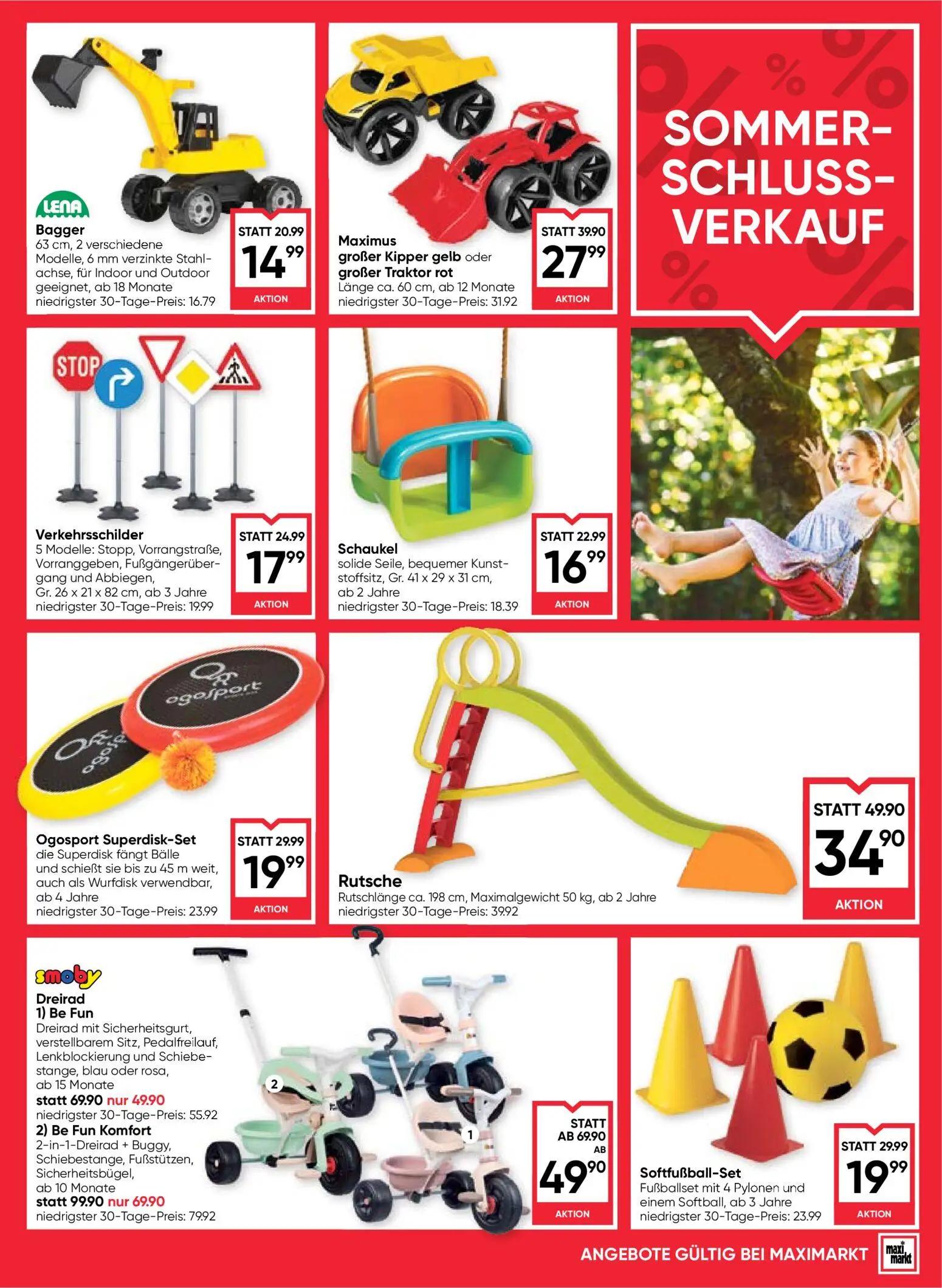Maximarkt Prospekt, Seite 23 von 24 — Dreirad 2) Be Fun Komfort, Dreirad 1) Be Fun, Rutsche