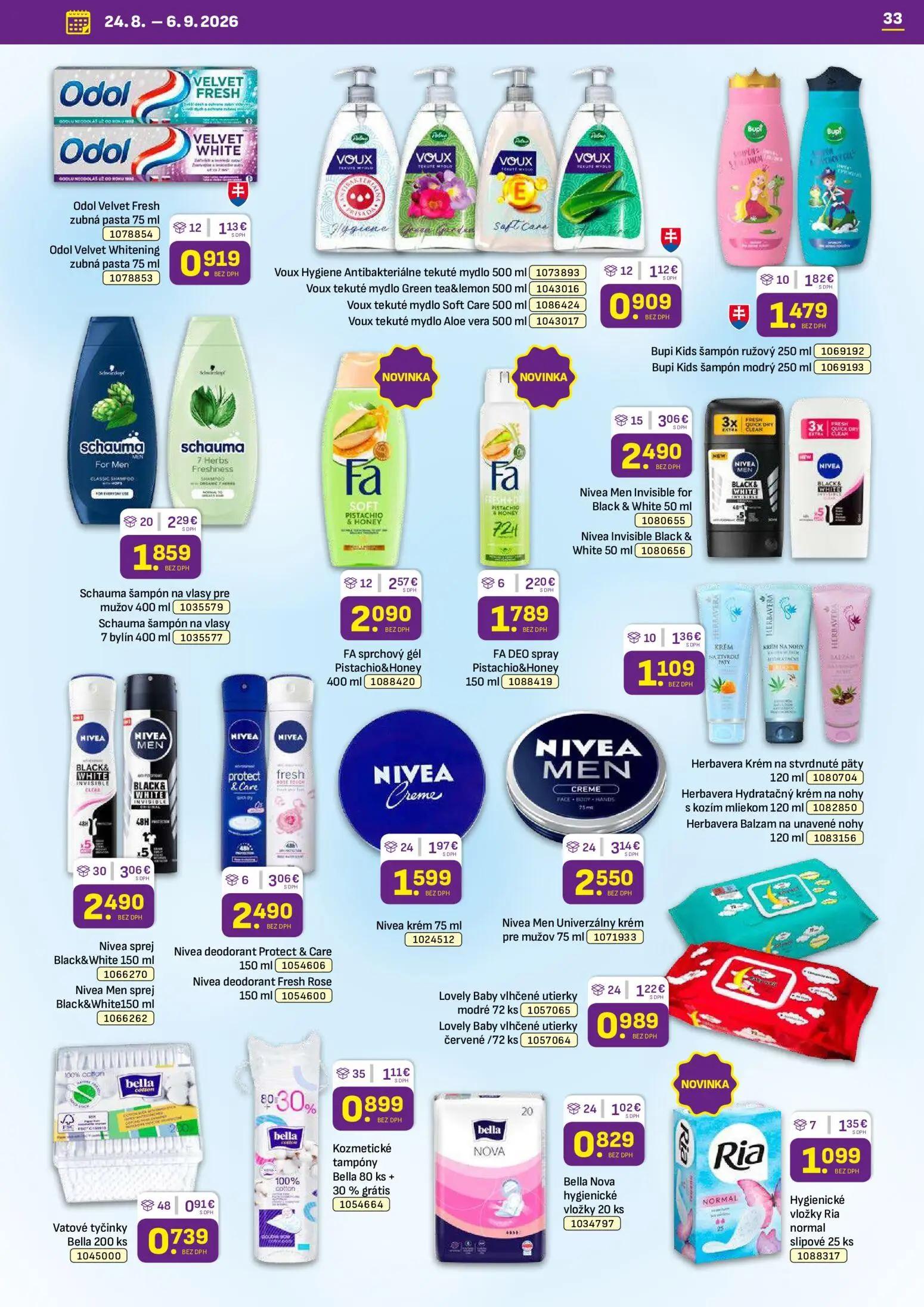 Libex leták, strana 33 z 36 — Nivea Men Univerzálny krém pre mužov, Nivea Men Invisible for Black & White, Nivea Invisible B…