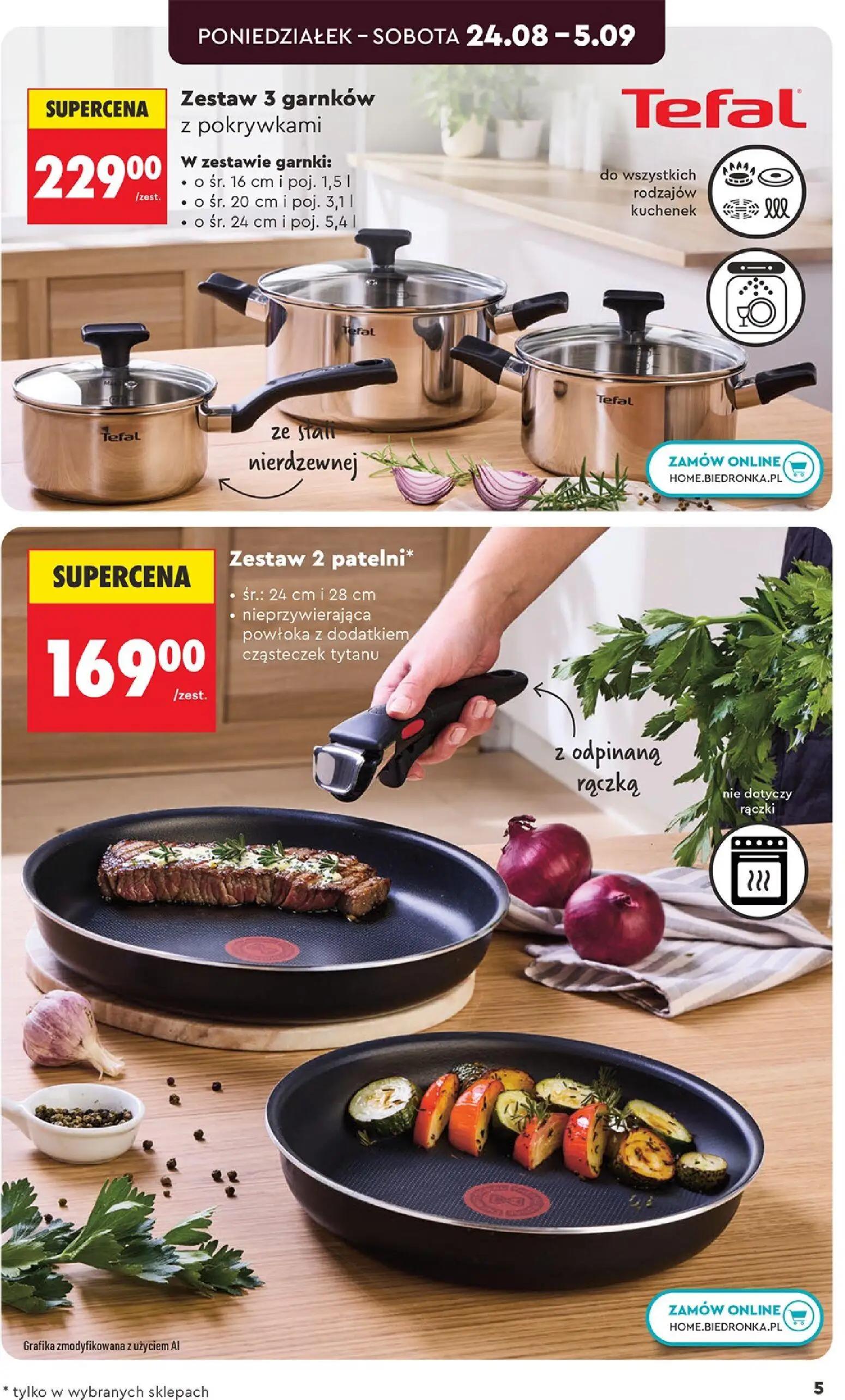 Biedronka gazetka, strona 5 z 44 — Zestaw 3 garnków z pokrywkami W zestawie garnki: o śr. 16 cm i poj. 1,5 I o śr. 20 cm i p…