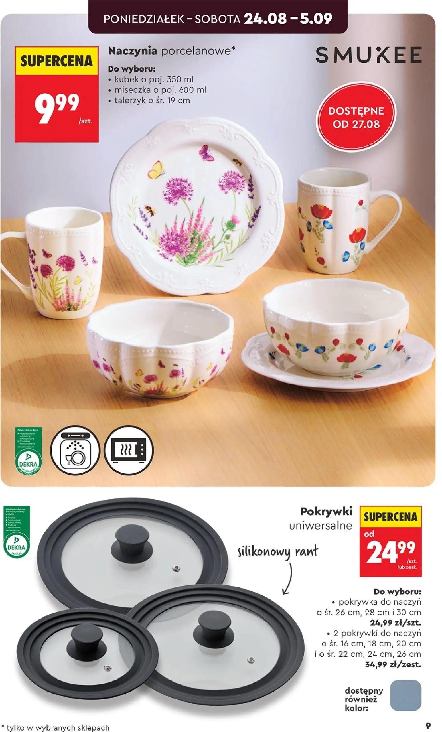 Biedronka gazetka, strona 9 z 44 — Naczynia porcelanowe, Pokrywka do naczyń, 2 pokrywki do naczyń