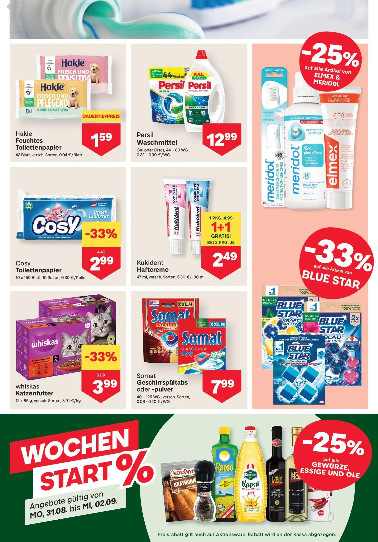 MPREIS Prospekt, Seite 11 von 17 — Kukident Haftcreme, whiskas Katzenfutter, Cosy Toilettenpapier