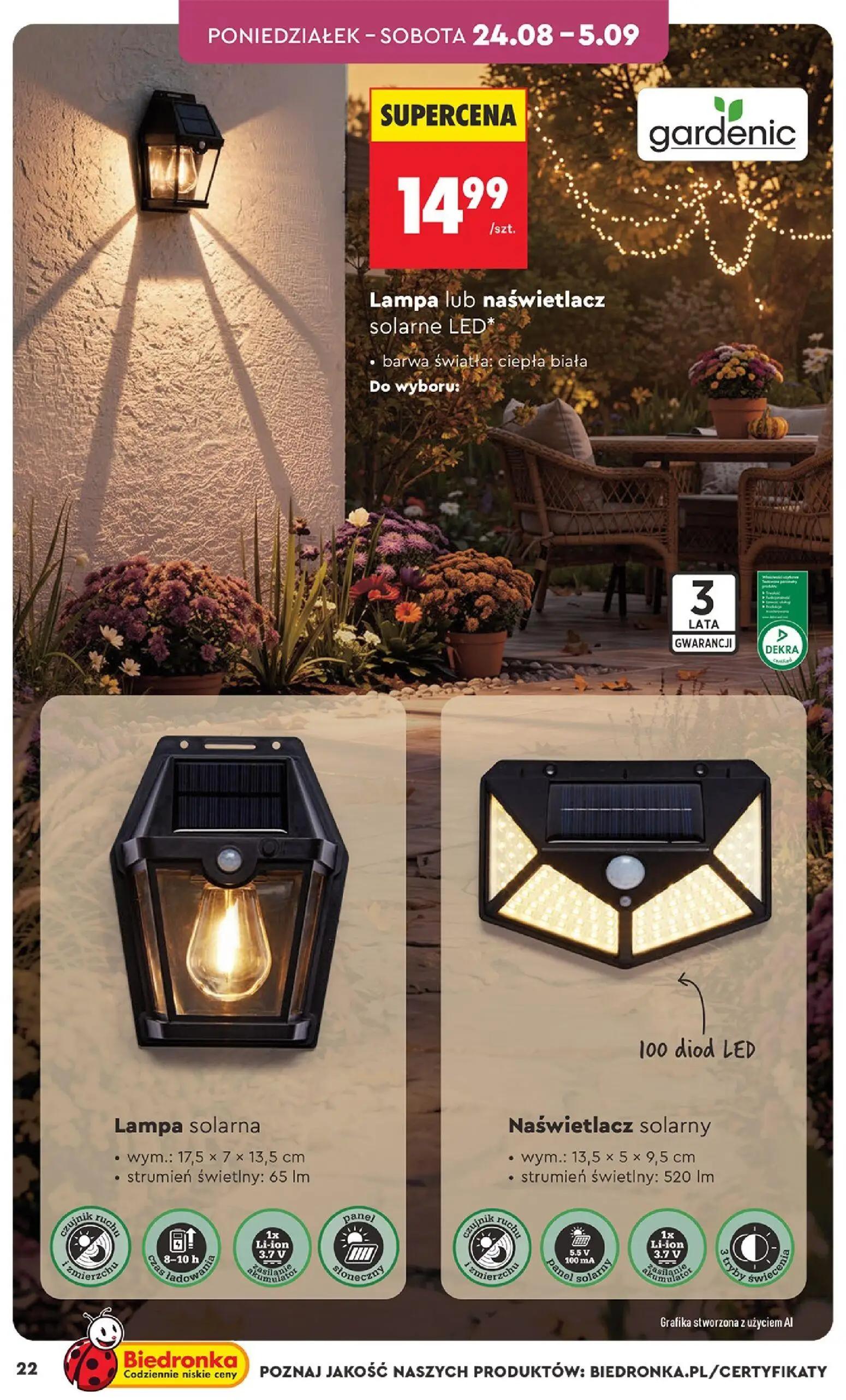 Biedronka gazetka, strona 22 z 44 — Lampa lub naświetlacz solarne LED