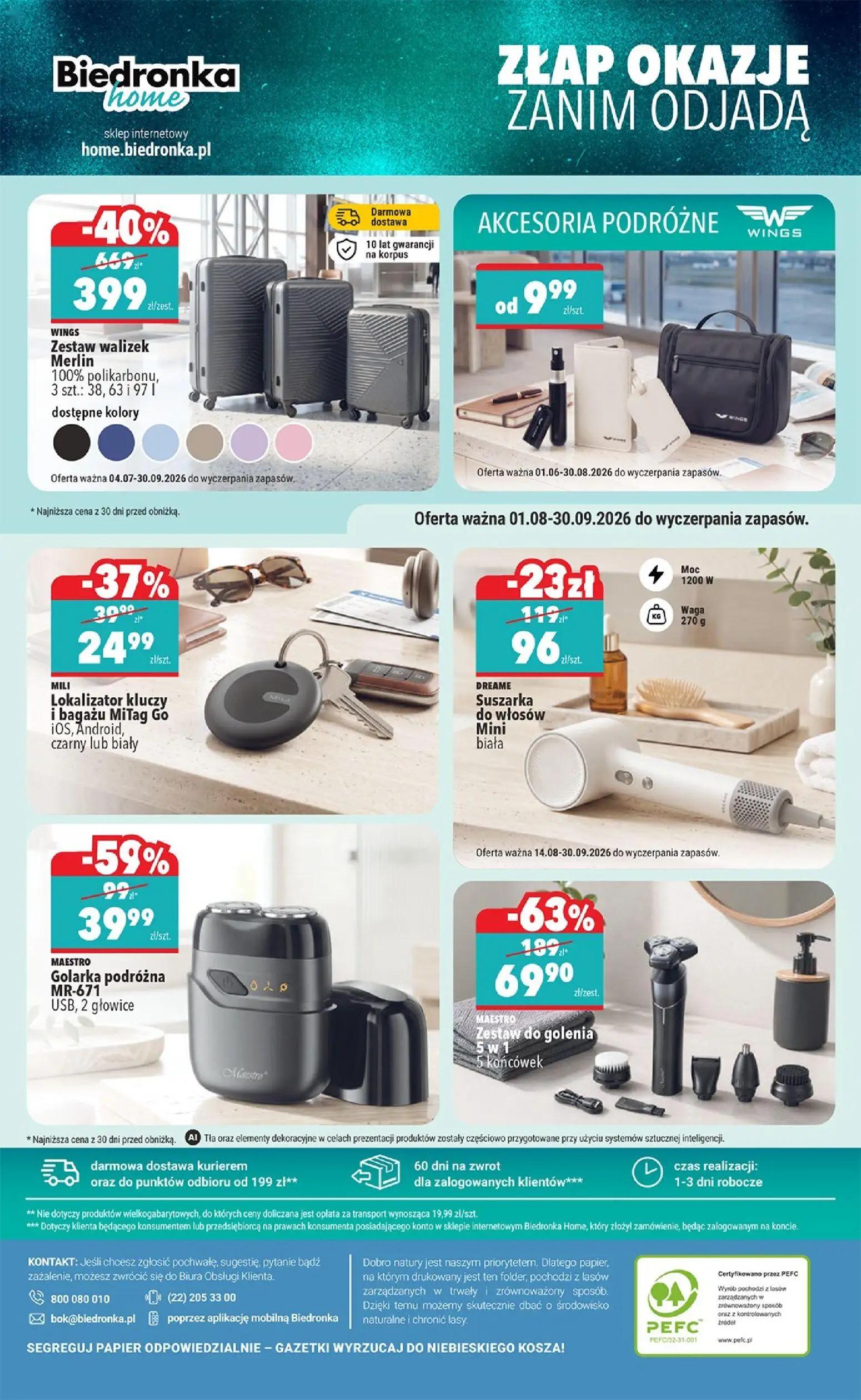 Biedronka gazetka, strona 44 z 44 — Zestaw walizek Merlin 100% polikarbonu, 3 szt.: 38, 63 i 97 l, Zestaw do golenia 5w1 5 k…