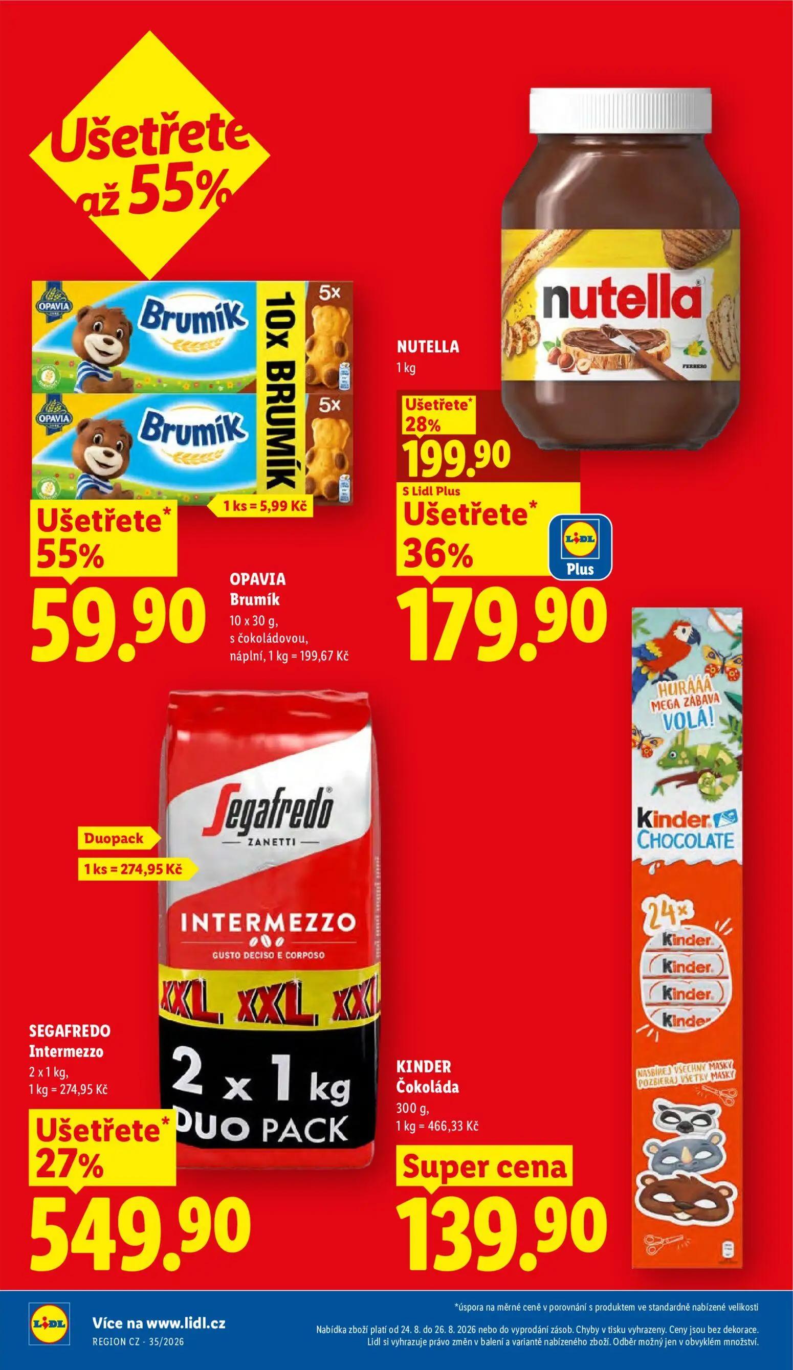 Lidl leták, strana 2 z 52 — SEGAFREDO Intermezzo, Brumík, NUTELLA
