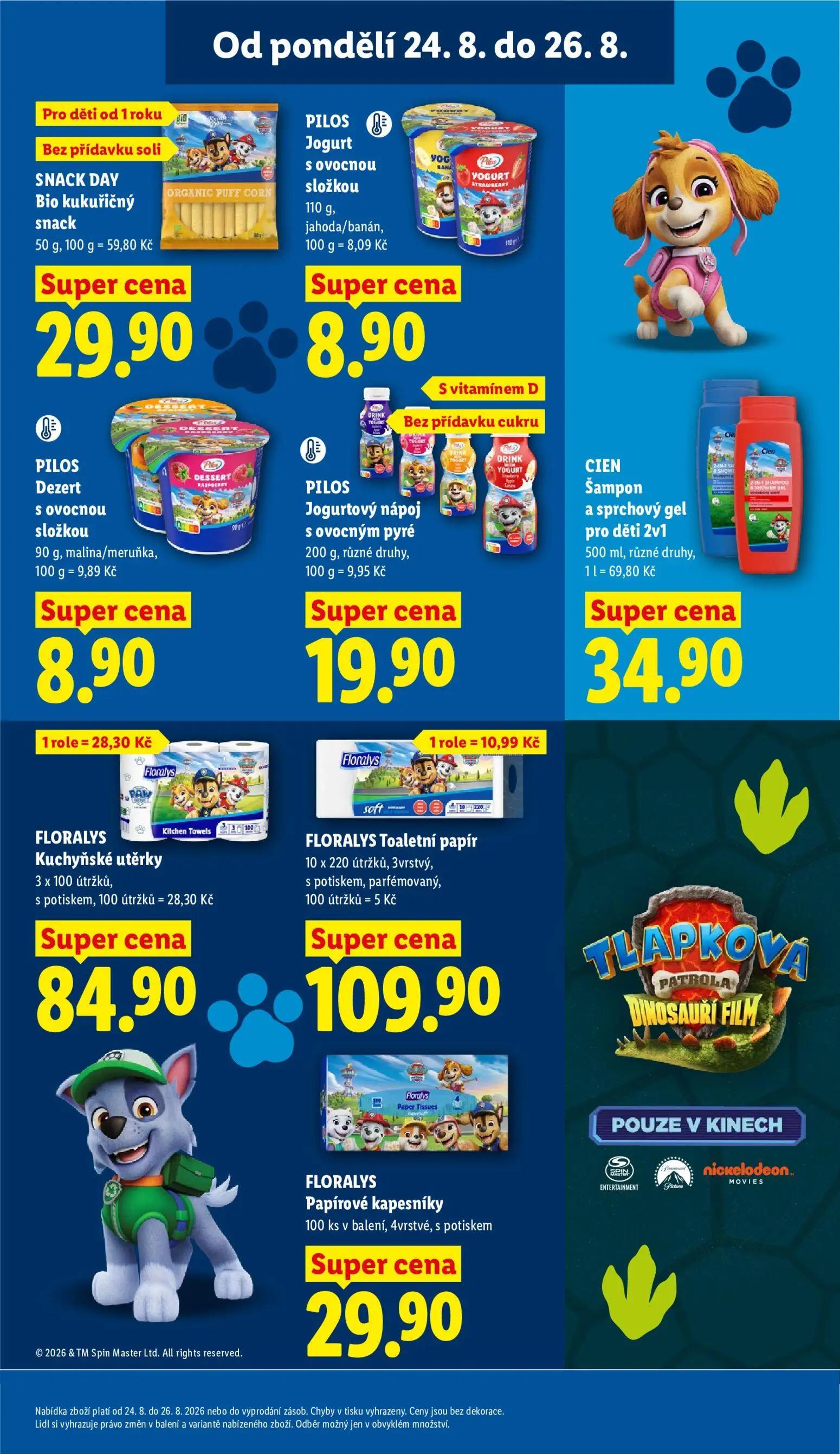 Lidl leták, strana 17 z 52 — PILOS Jogurt s ovocnou složkou jahoda/banán, PILOS Dezert s ovocnou složkou malina/meruňka, PIL…