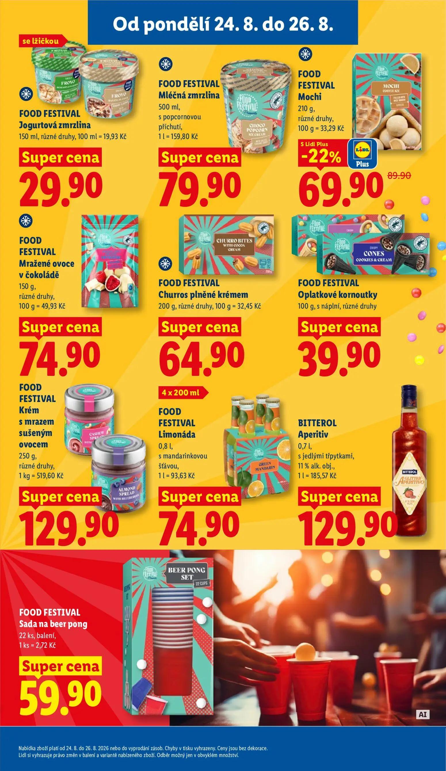 Lidl leták, strana 19 z 52 — FOOD FESTIVAL Limonáda, BITTEROL Aperitiv, FOOD FESTIVAL Sada na beer pong