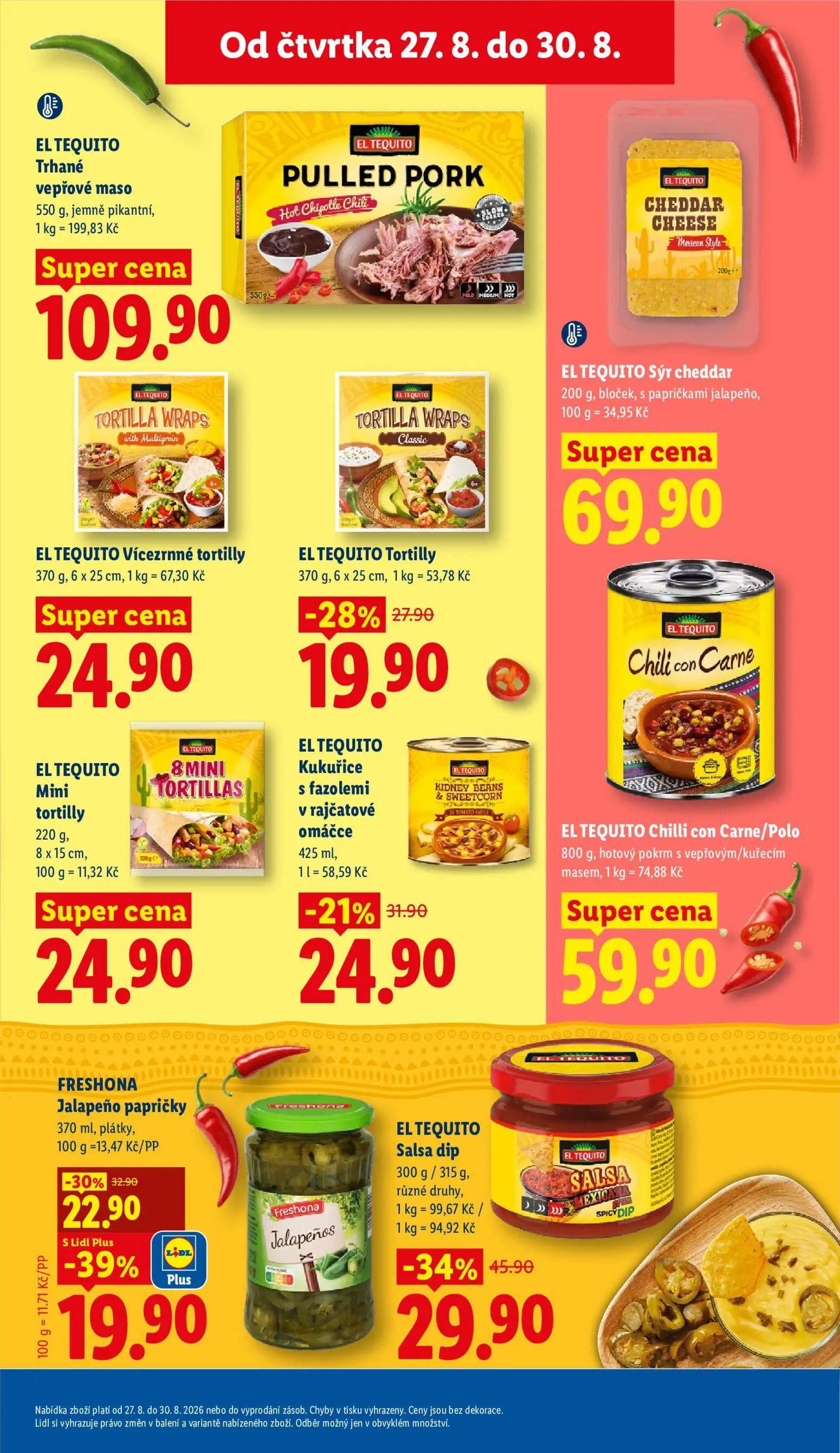 Lidl leták, strana 23 z 55 — EL TEQUITO Salsa dip, FRESHONA Jalapeño papričky, EL TEQUITO Tortilly