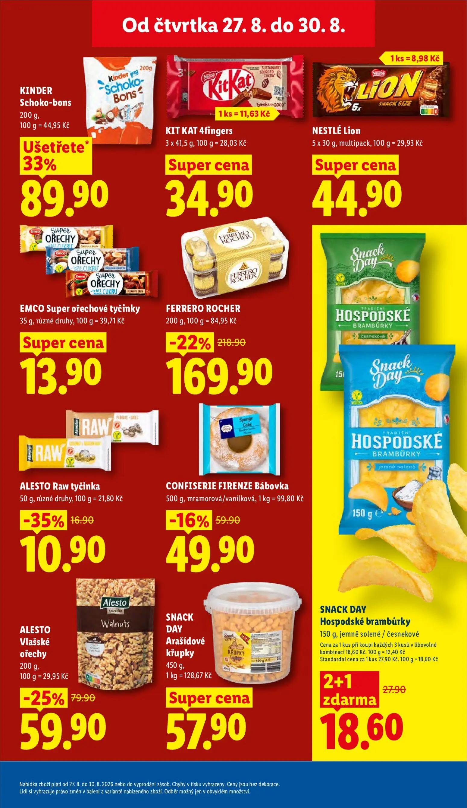 Lidl leták, strana 29 z 55 — FERRERO ROCHER, KINDER Schoko-bons, ALESTO Vlašské ořechy