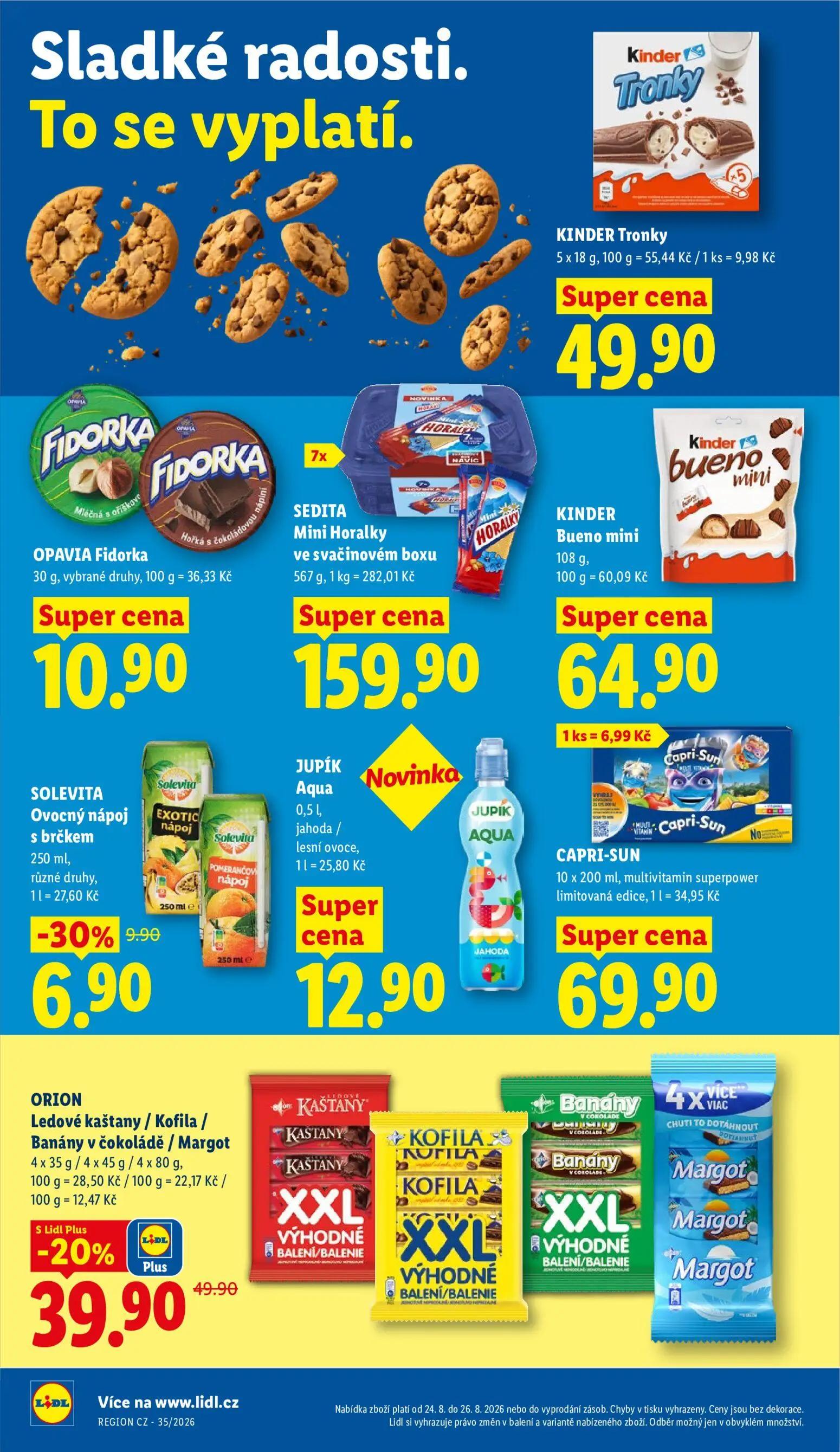 Lidl leták, strana 32 z 52 — SOLEVITA Ovocný nápoj s brčkem, KINDER Tronky, OPAVIA Fidorka