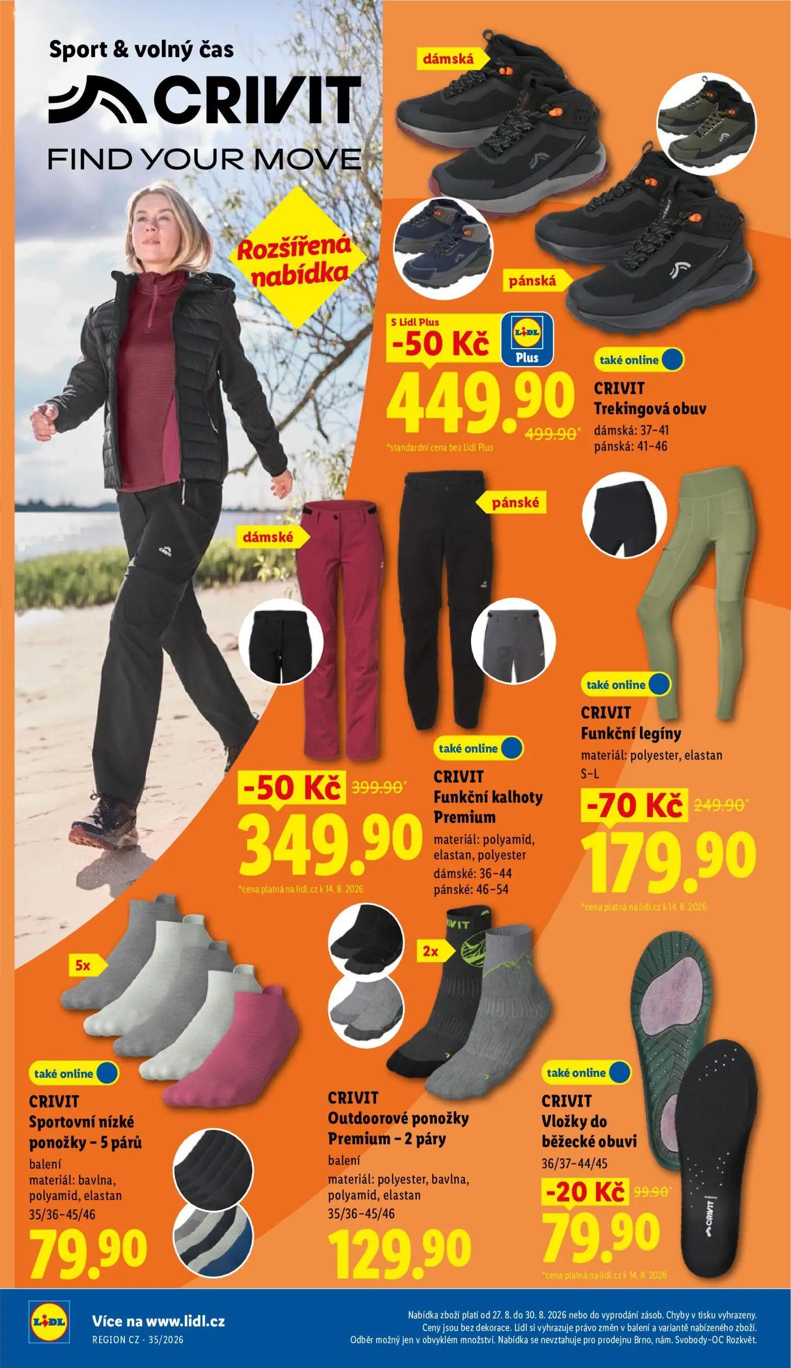 Lidl leták, strana 38 z 55 — CRIVIT Funkční legíny, CRIVIT Trekingová obuv, CRIVIT Funkční kalhoty Premium