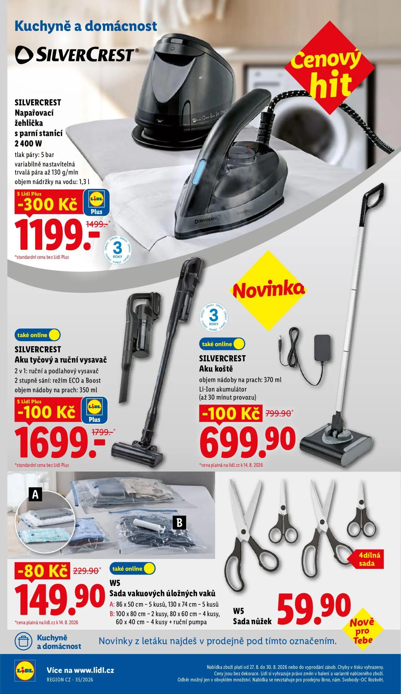 Lidl leták, strana 42 z 55 — SILVERCREST Napařovací žehlička s parní stanicí 2400 W, SILVERCREST Aku tyčový a ruční vysavač,…