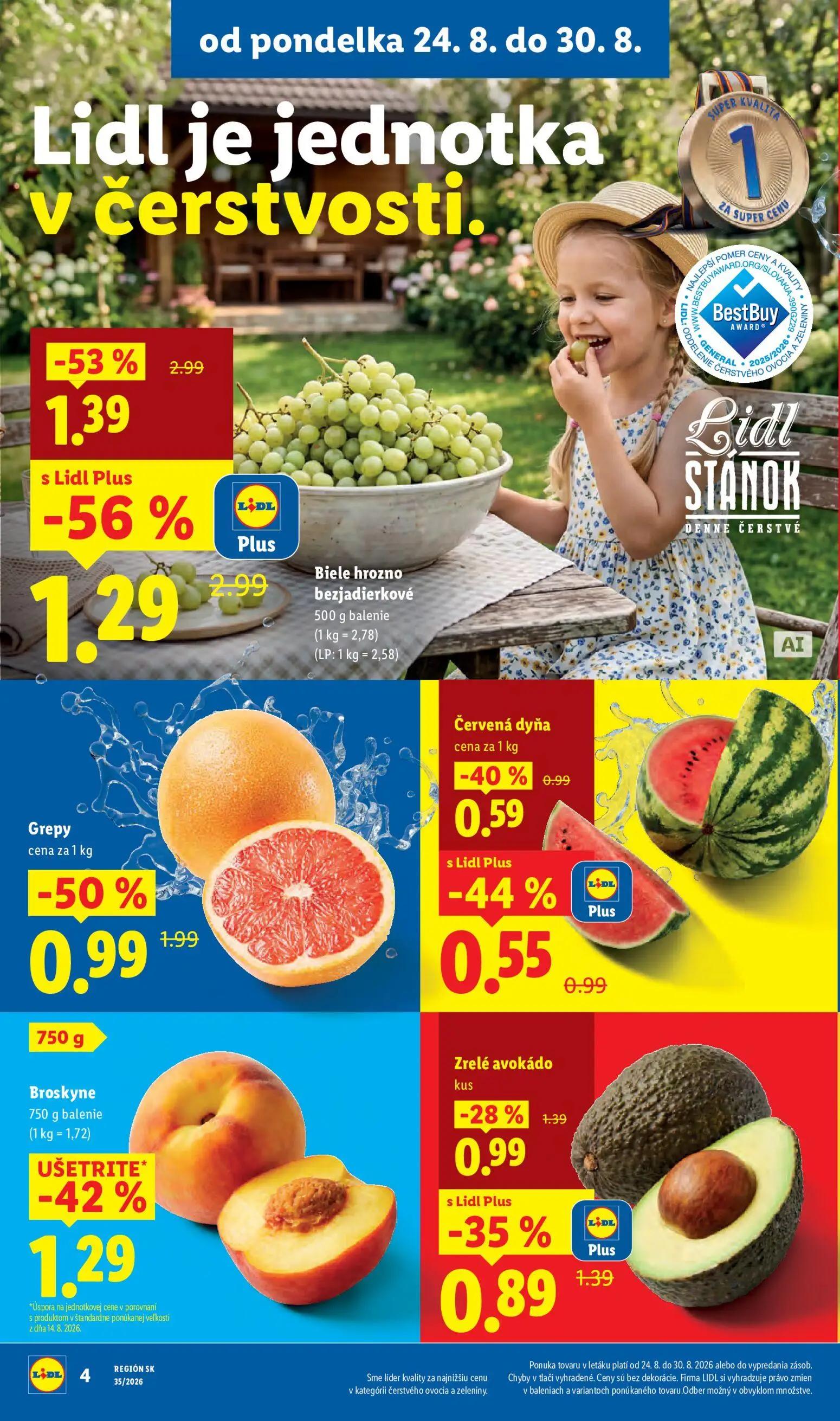 Lidl leták, strana 8 z 99 — Grepy, Broskyne, Zrelé avokádo