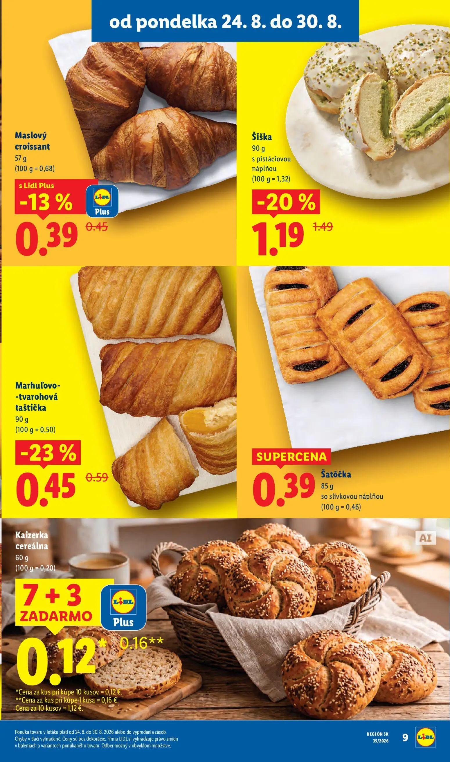 Lidl leták, strana 13 z 99 — Marhuľovo-tvarohová taštička, Šatôčka so slivkovou náplňou