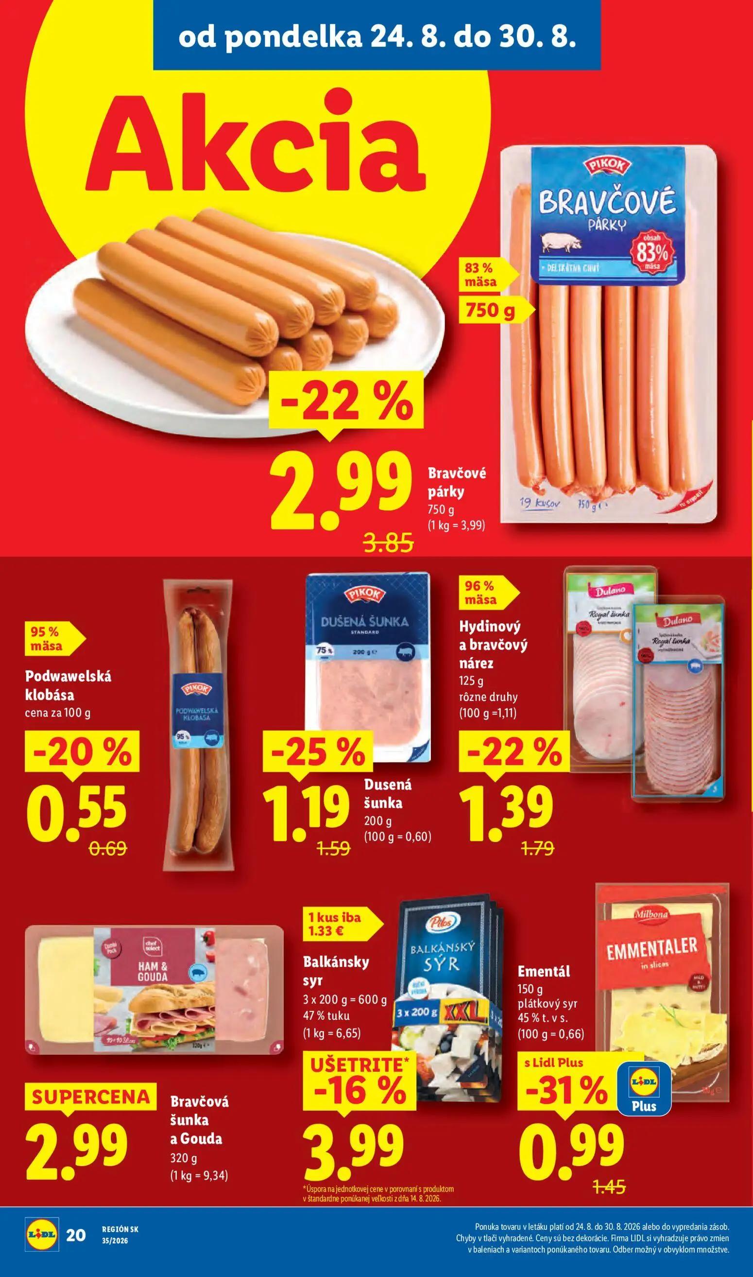Lidl leták, strana 24 z 99 — Bravčová šunka a Gouda