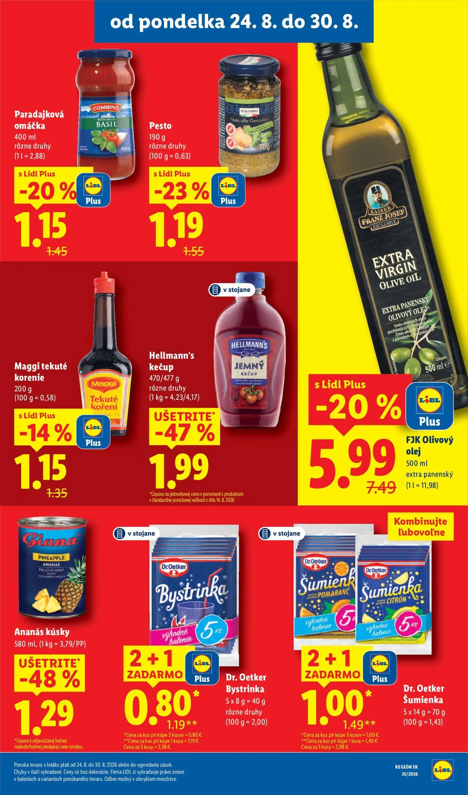 Lidl leták, strana 29 z 99 — FJK Olivový olej, Dr. Oetker Bystrinka