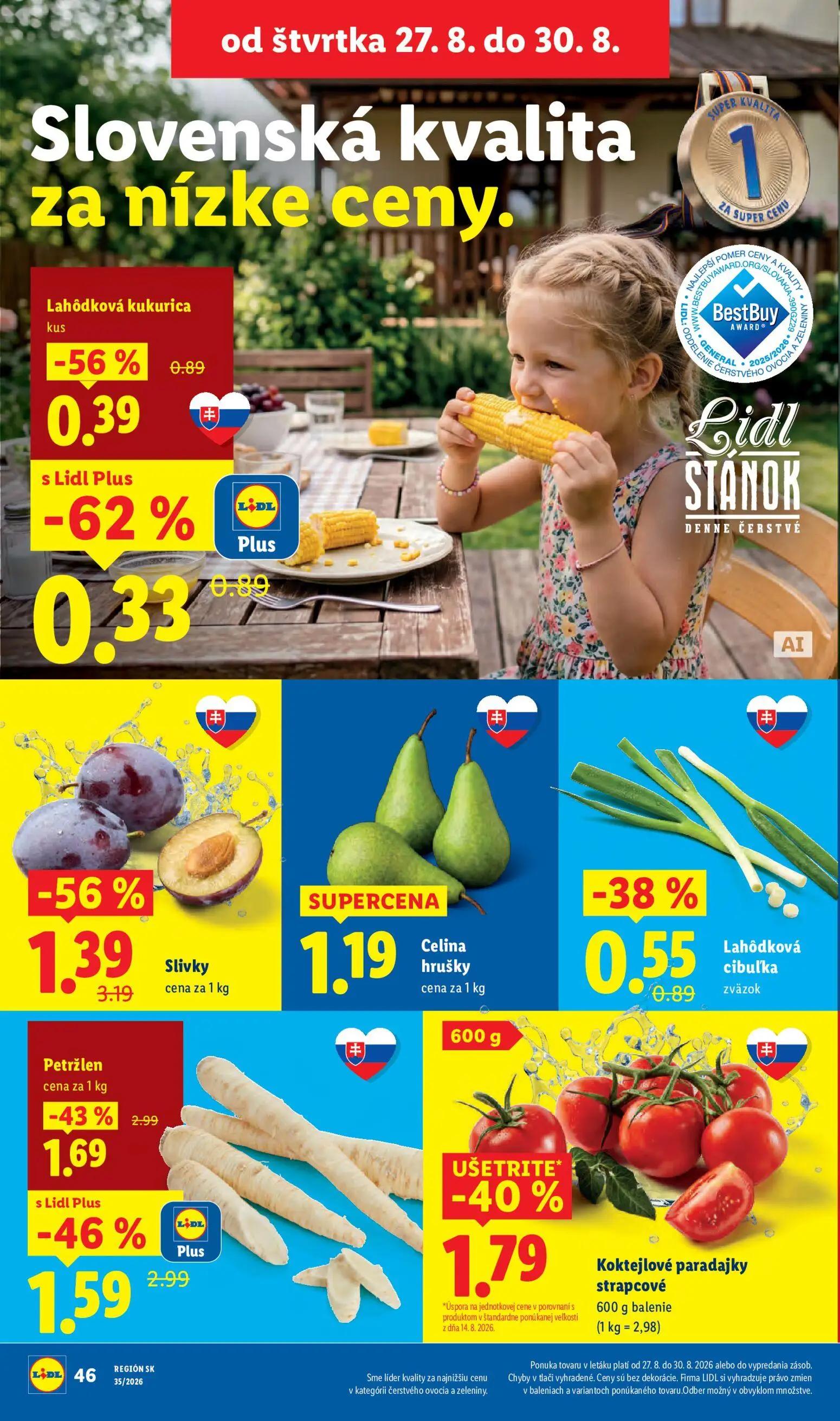 Lidl leták, strana 56 z 99 — Slivky, Petržlen, Celina hrušky