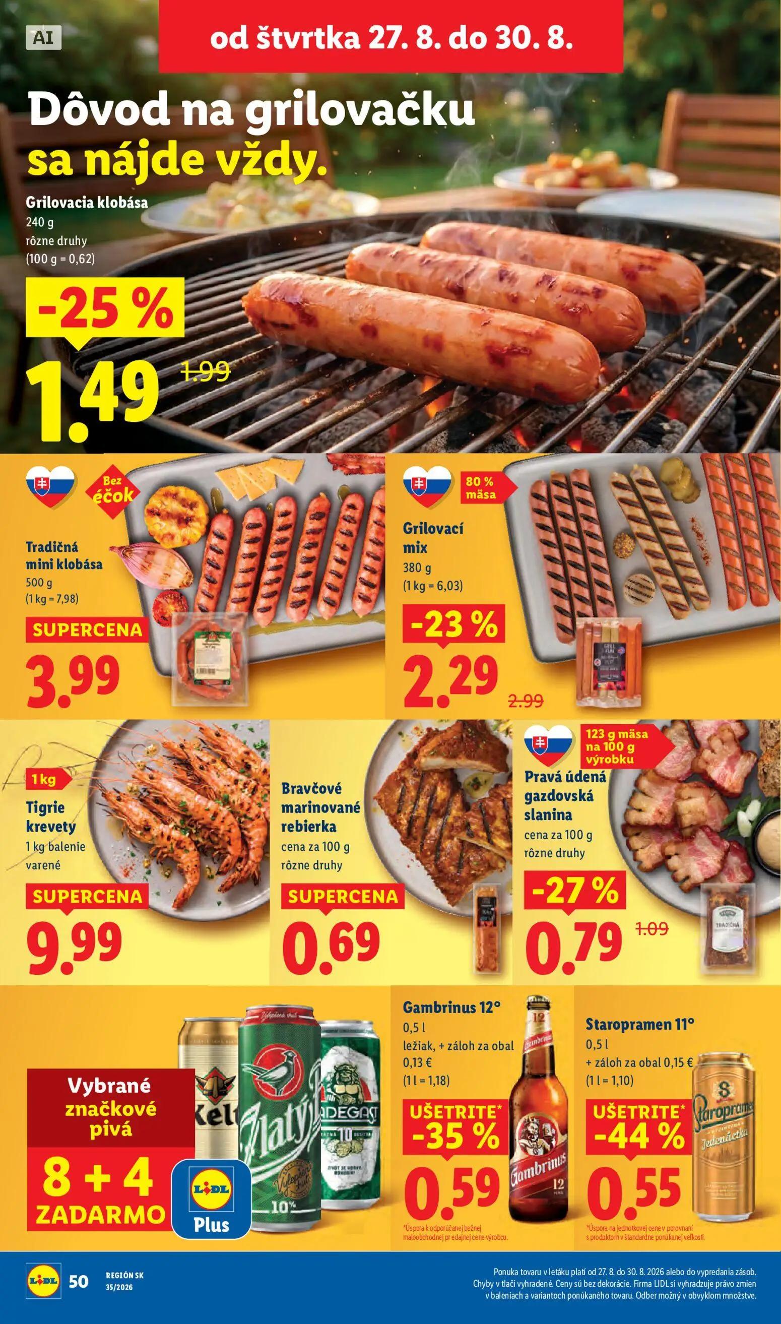 Lidl leták, strana 60 z 99 — Grilovací mix, Grilovacia klobása, Staropramen 11°