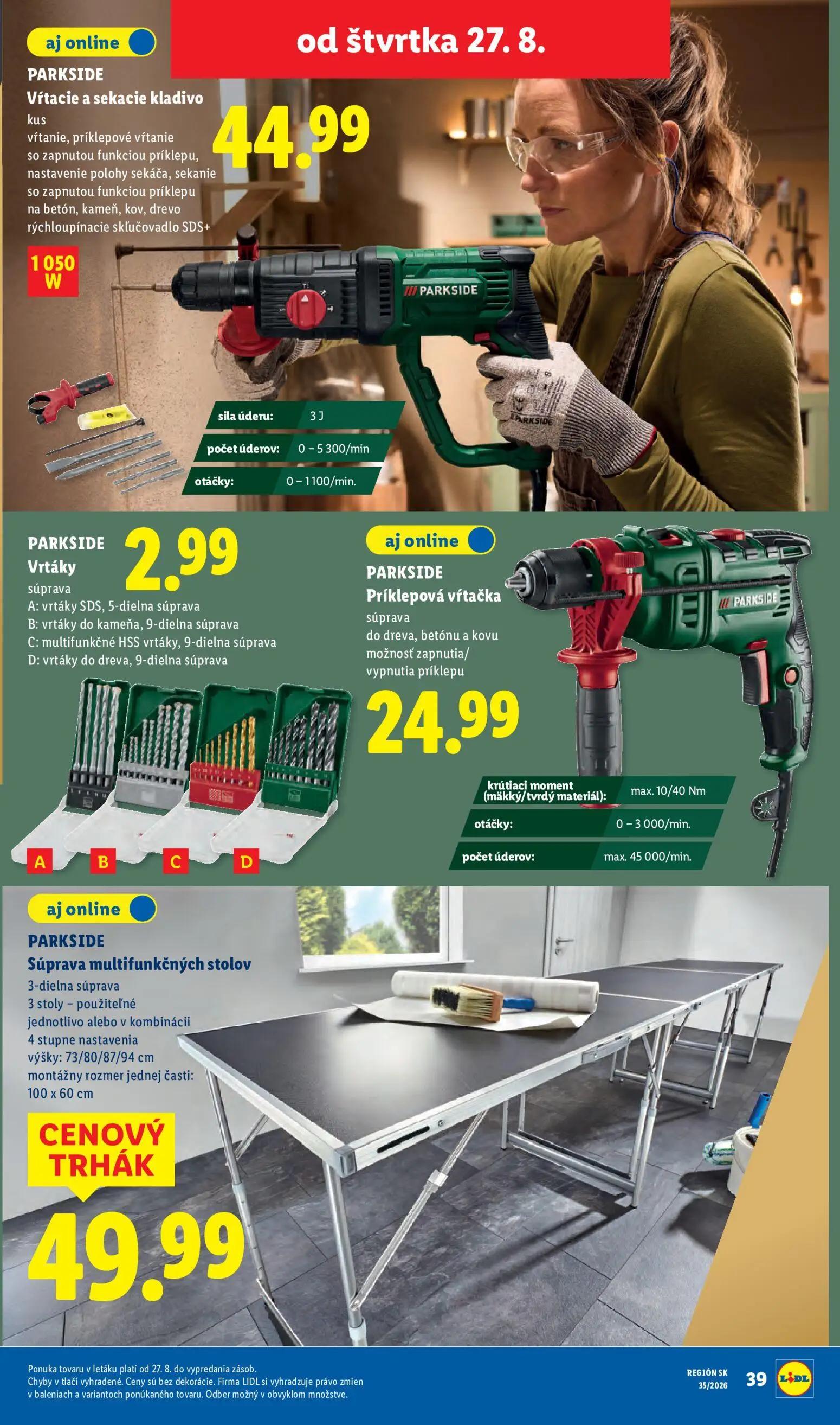 Lidl leták, strana 79 z 99 — PARKSIDE Vŕtacie a sekacie kladivo, PARKSIDE Vrtáky A: vrtáky SDS B: vrtáky do kameňa C: multif…