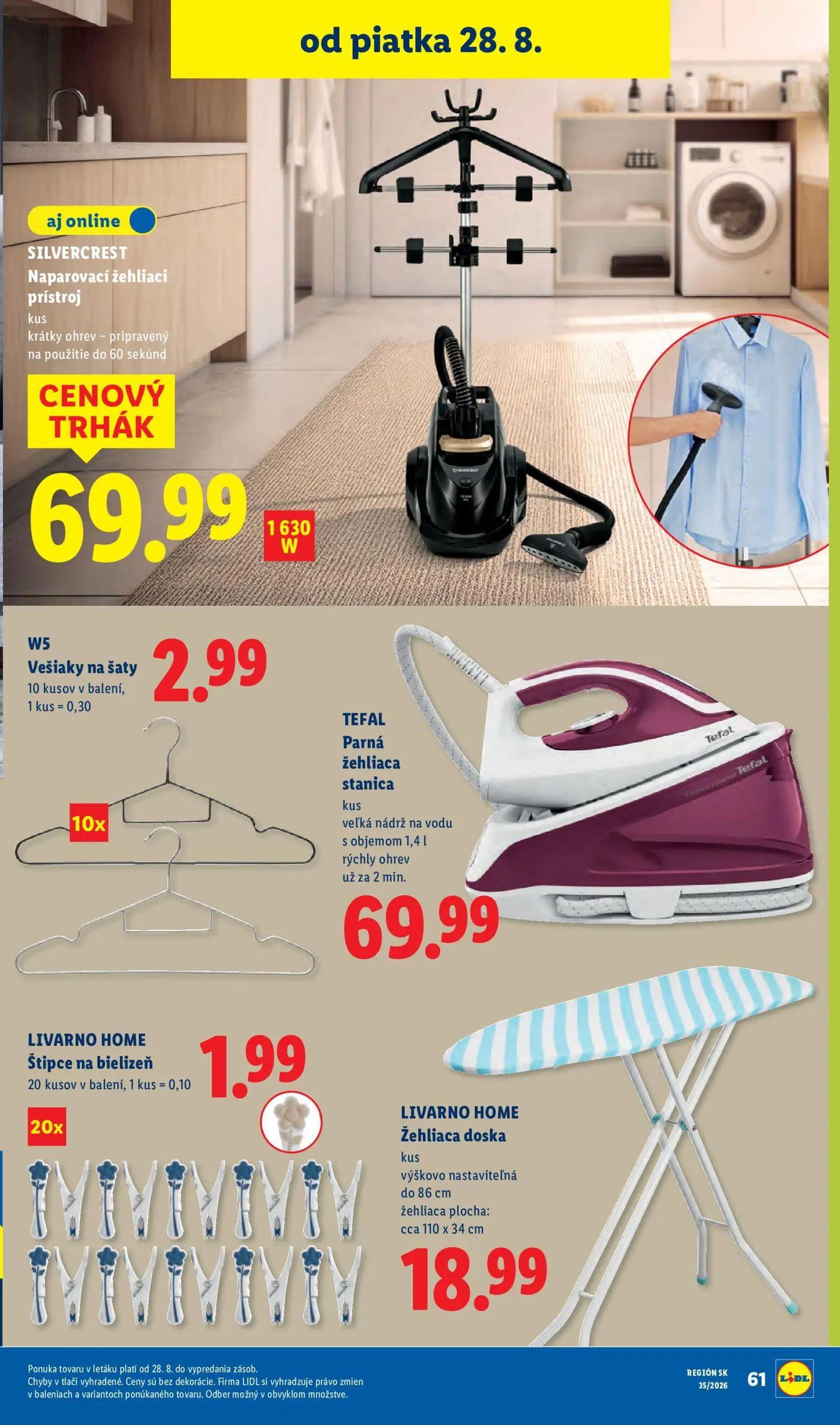 Lidl leták, strana 91 z 99 — SILVERCREST Naparovací žehliaci prístroj, W5 Vešiaky na šaty, TEFAL Parná žehliaca stanica