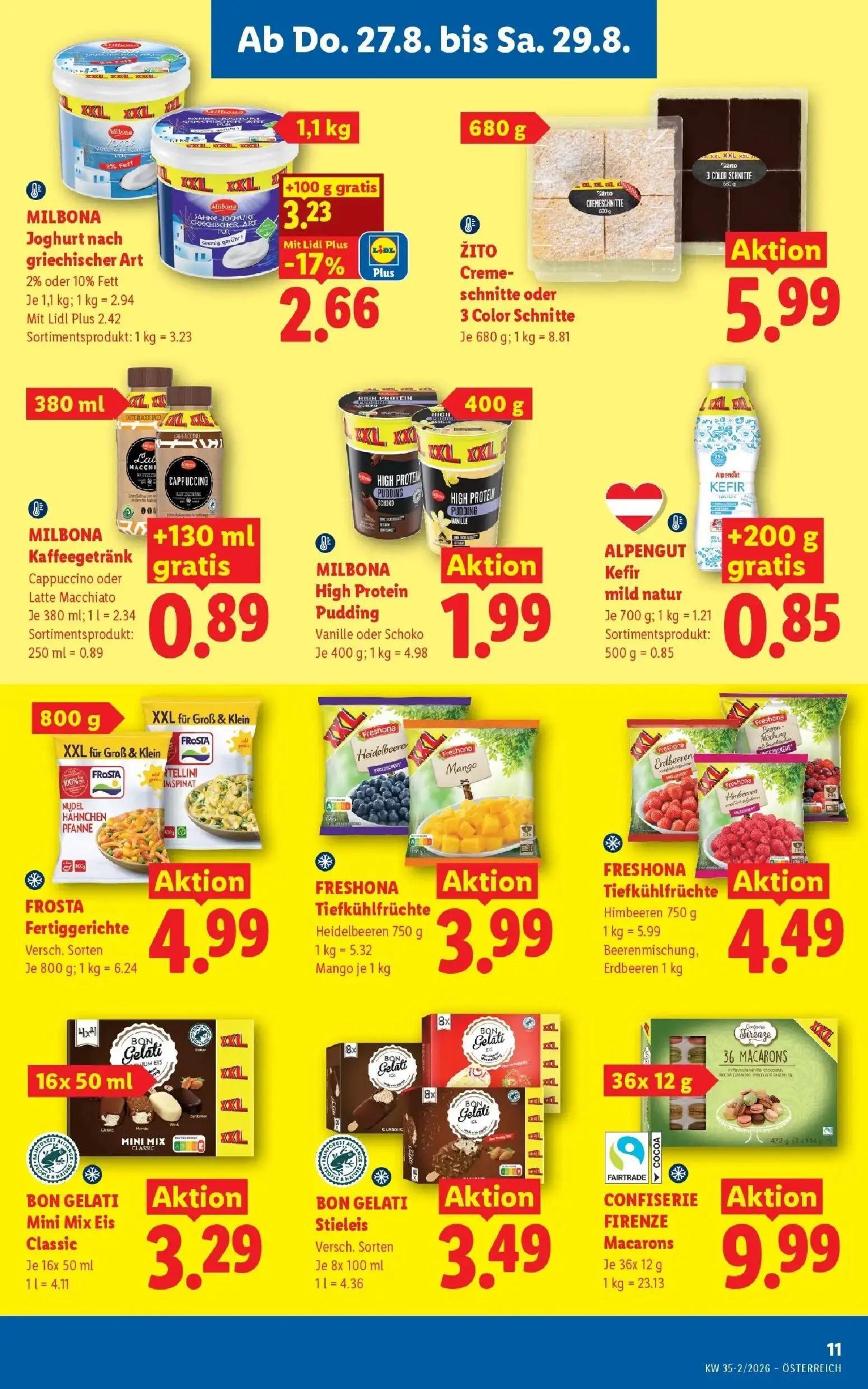 Lidl Prospekt, Seite 13 von 55 — MILBONA Joghurt nach griechischer Art, MILBONA Kaffeegetränk Cappuccino oder Latte Macchiat…