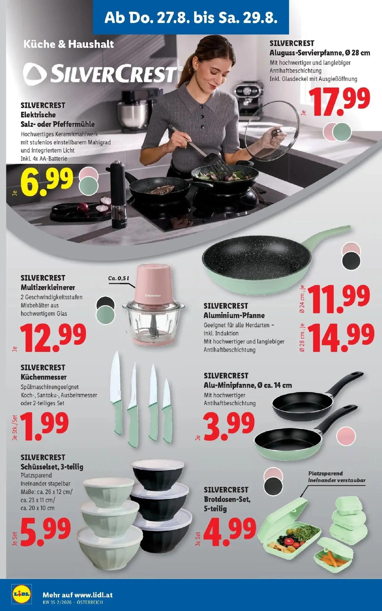 Lidl Prospekt, Seite 20 von 55 — SILVERCREST Aluminium-Pfanne, SILVERCREST Elektrische Salz- oder Pfeffermühle, SILVERCREST …
