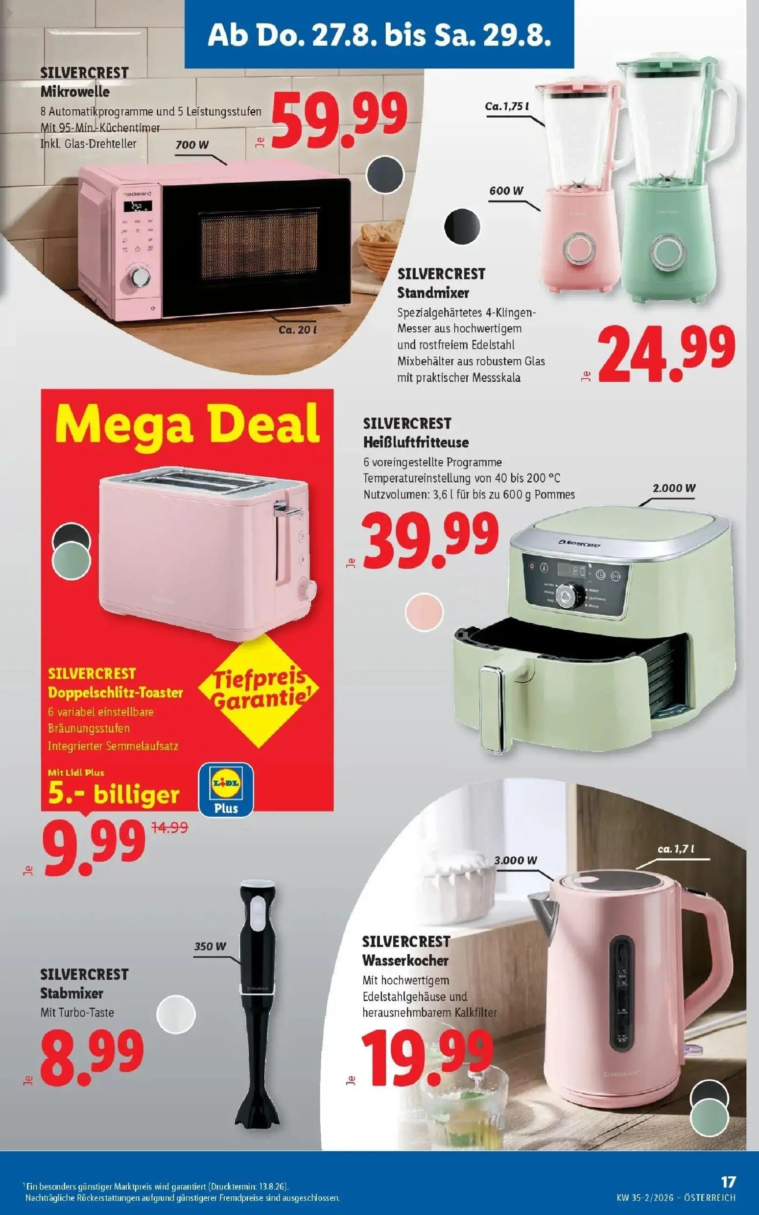 Lidl Prospekt, Seite 21 von 55 — SILVERCREST Doppelschlitz-Toaster, SILVERCREST Mikrowelle, SILVERCREST Standmixer