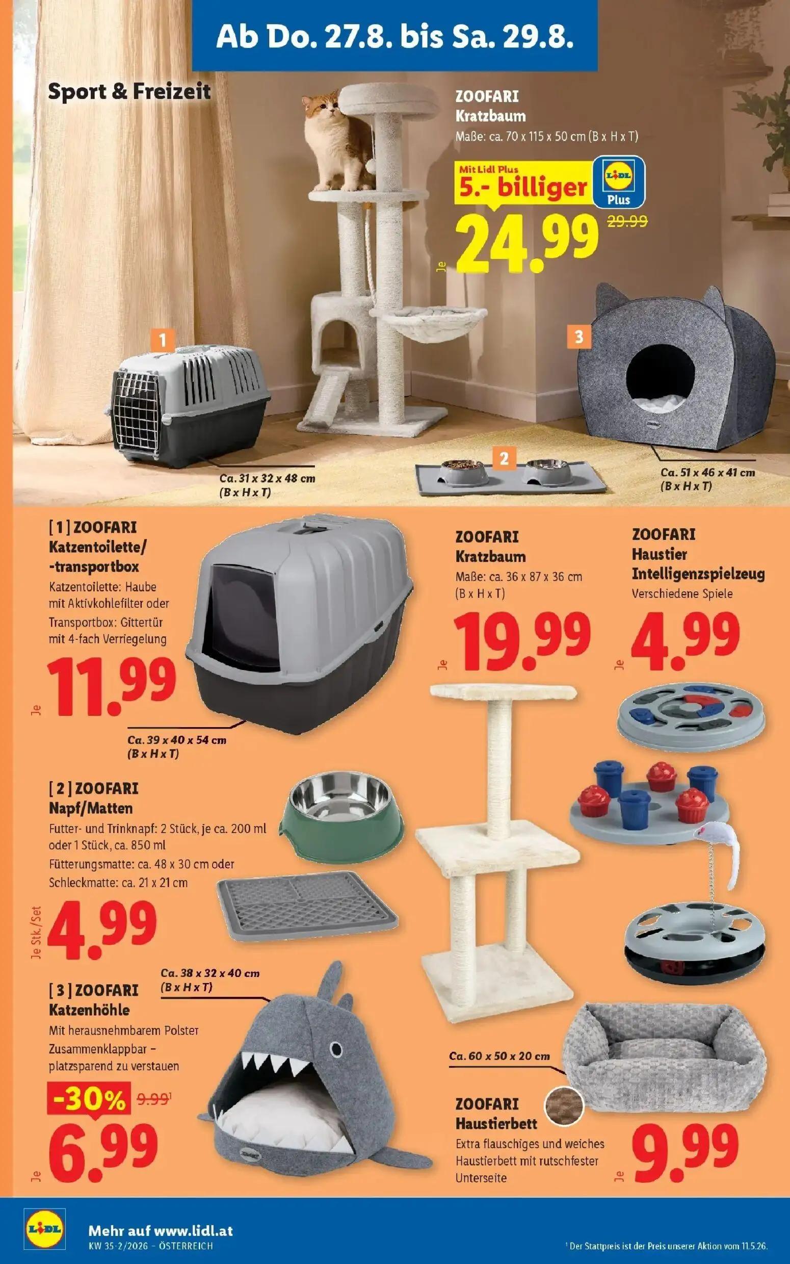 Lidl Prospekt, Seite 22 von 55 — ZOOFARI Kratzbaum, ZOOFARI Katzenhöhle, ZOOFARI Katzentoilette/ -transportbox