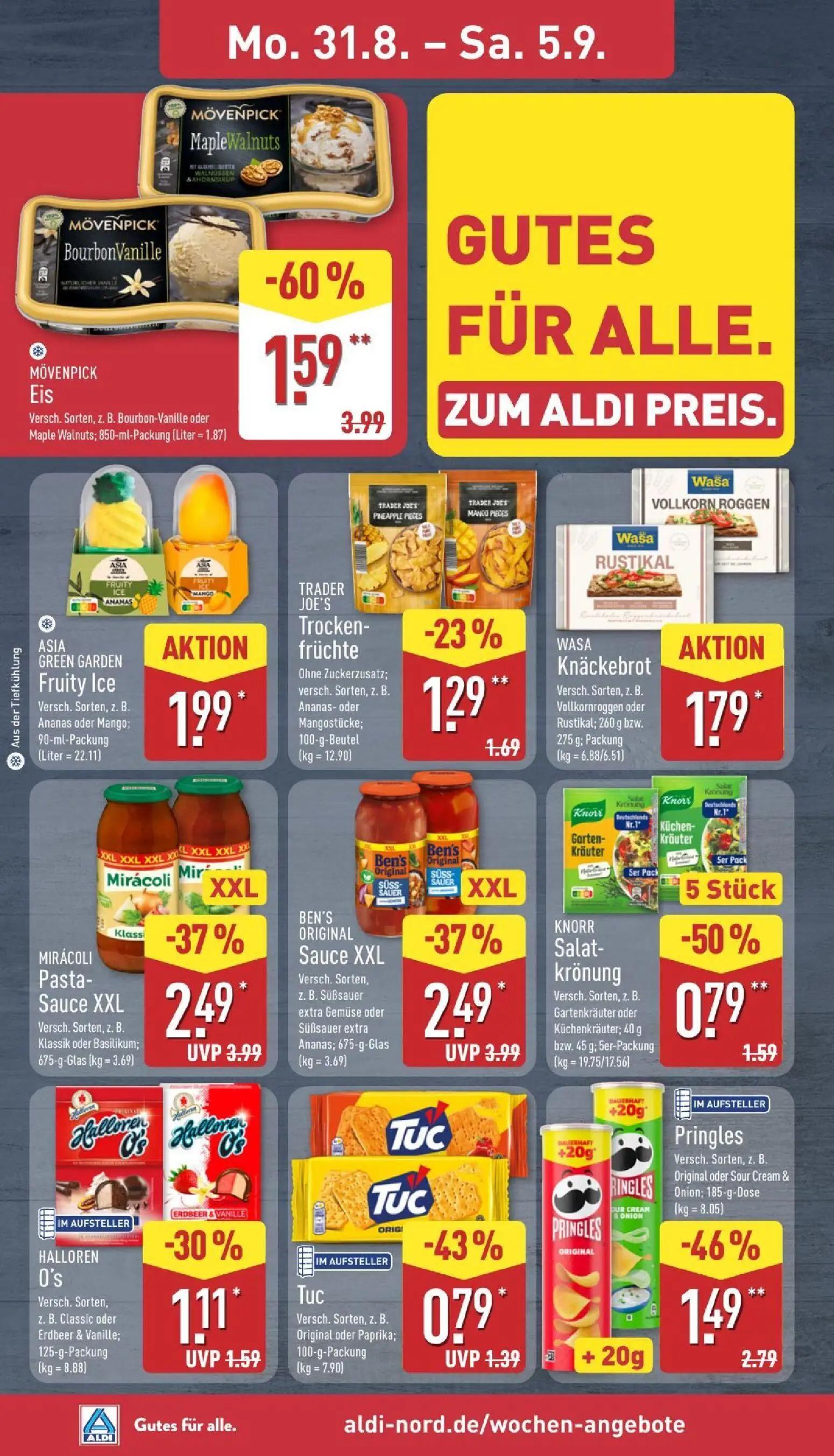 Aldi Nord Prospekt, Seite 6 von 39 — MÖVENPICK Eis, Pringles, Tuc