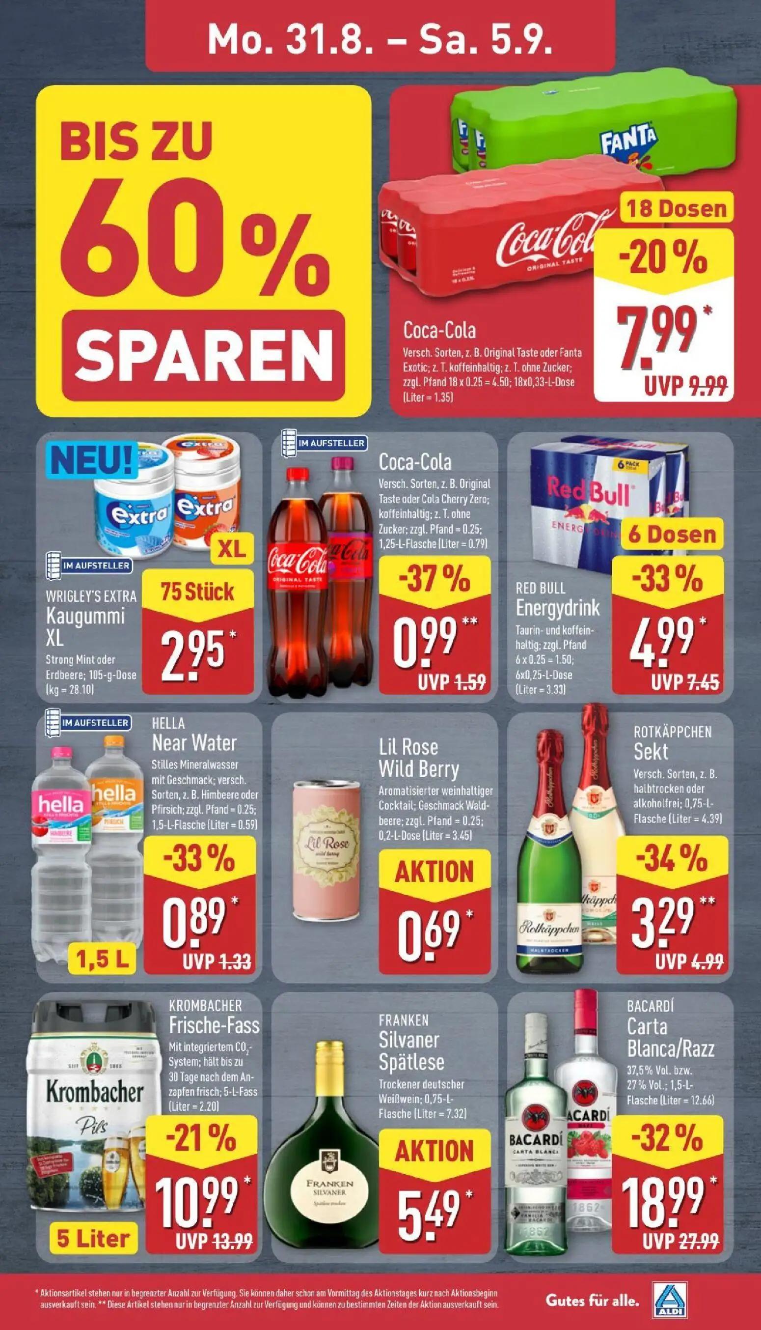 Aldi Nord Prospekt, Seite 7 von 39 — RED BULL Energydrink, Coca-Cola, Coca-Cola