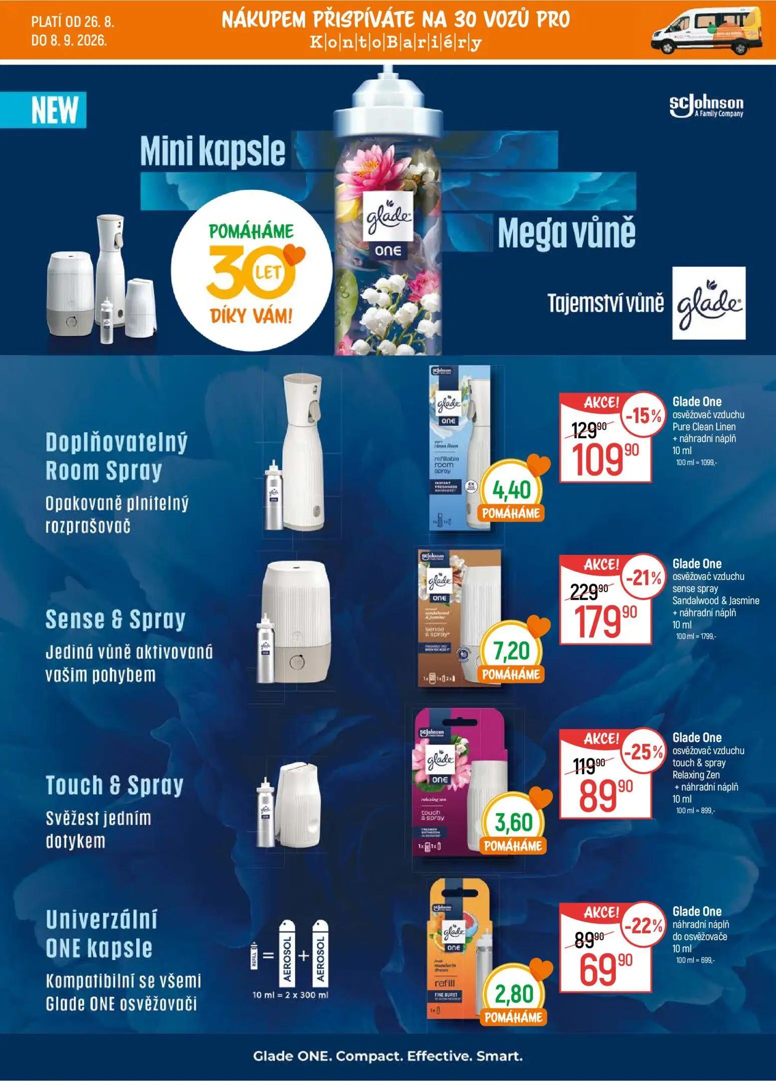 GLOBUS leták, strana 12 z 50 — Glade One osvěžovač vzduchu sense spray Sandalwood & Jasmine + náhradní náplň, Glade One osvě…