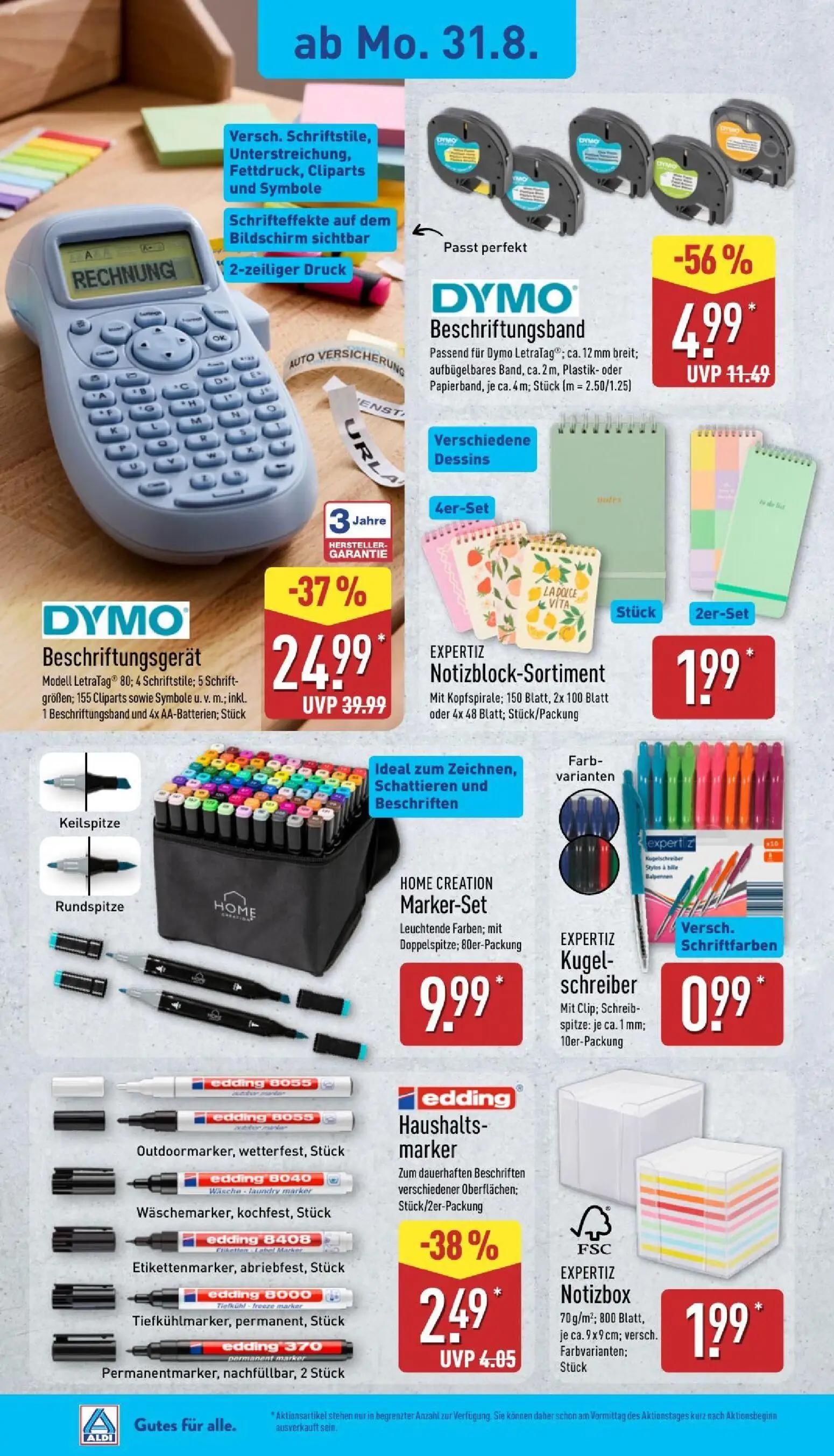 Aldi Nord Prospekt, Seite 14 von 39 — DYMO Beschriftungsgerät, DYMO Beschriftungsband, edding Haushaltsmarker