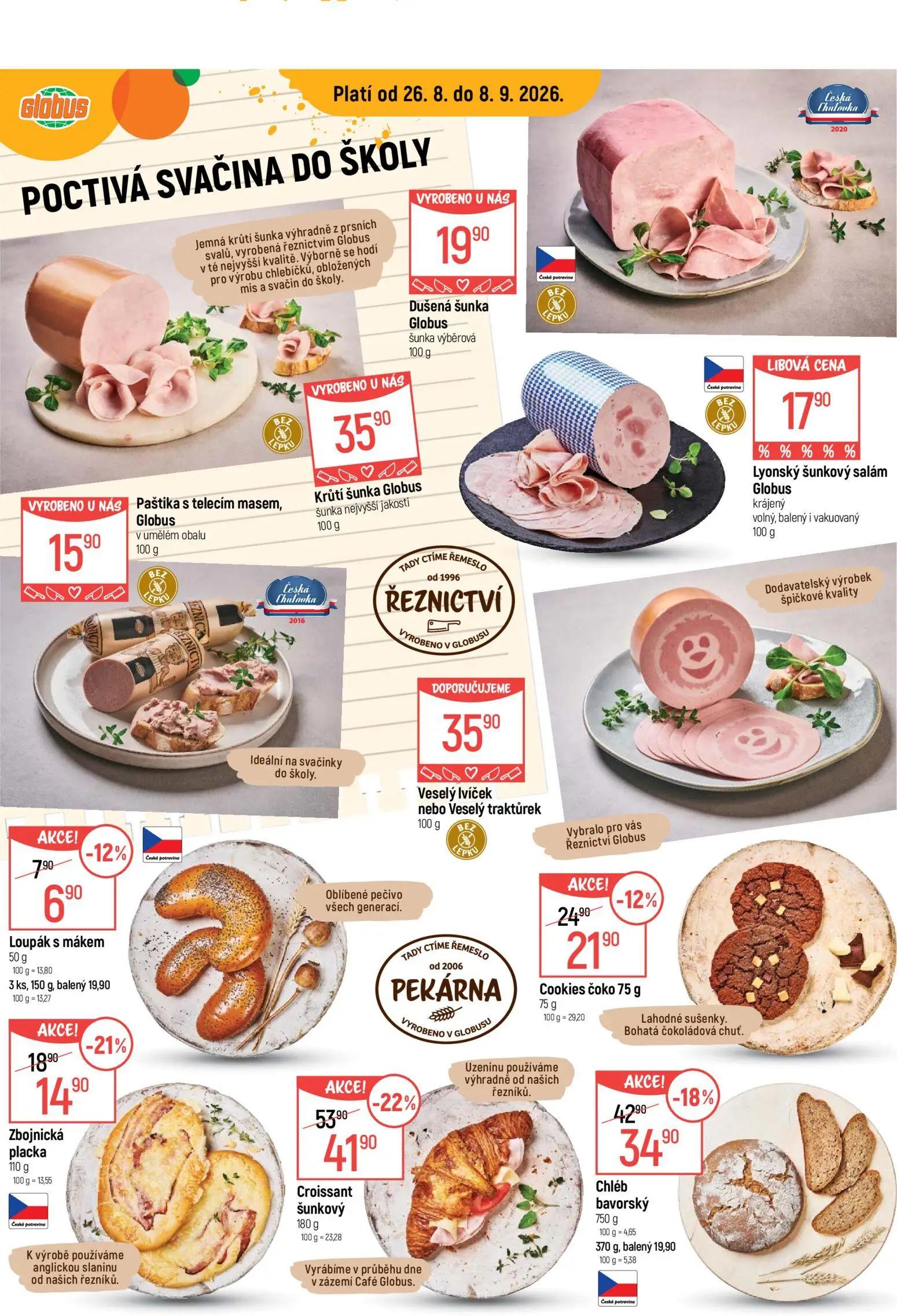 GLOBUS leták, strana 15 z 50 — Croissant šunkový, Chléb bavorský, Zbojnická placka