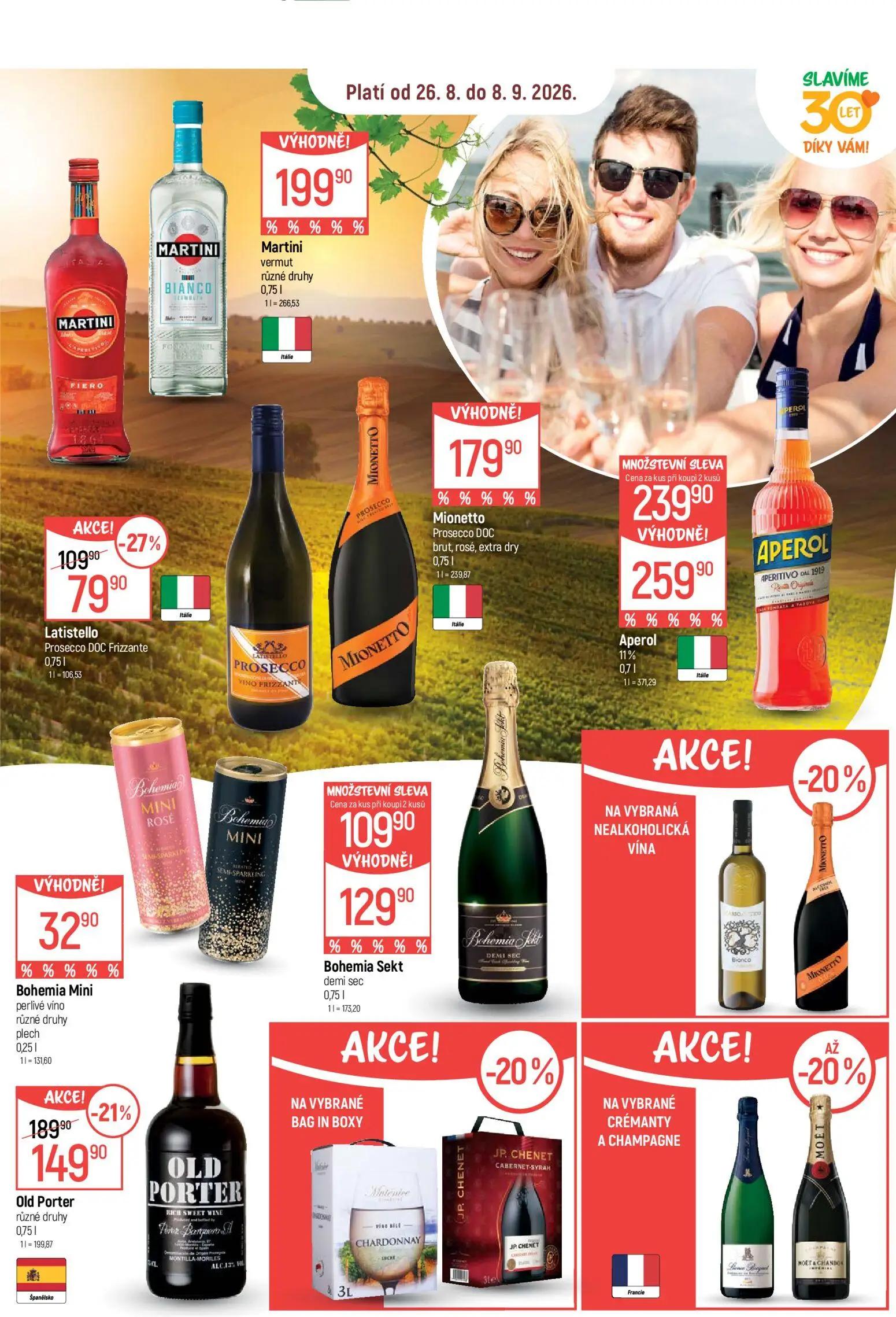 GLOBUS leták, strana 20 z 50 — Old Porter různé druhy, Latistello Prosecco DOC Frizzante, Aperol