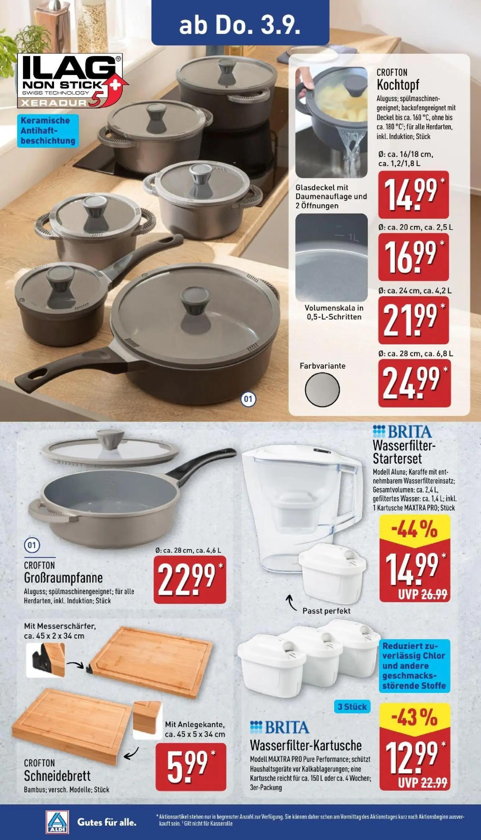 Aldi Nord Prospekt, Seite 22 von 39 — BRITA Wasserfilter-Starterset, CROFTON Kochtopf, BRITA Wasserfilter-Kartusche