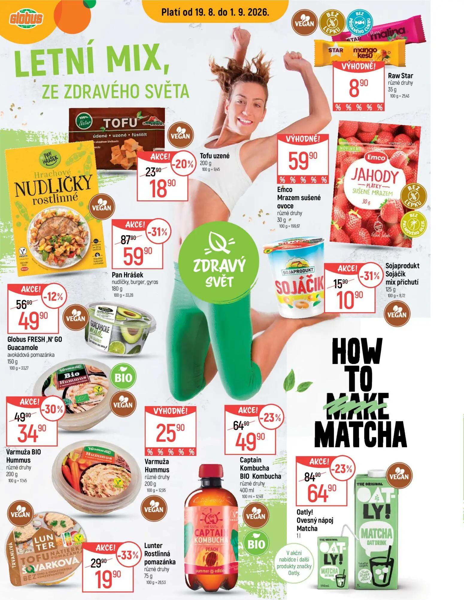GLOBUS leták, strana 22 z 50 — Pan Hrášek nudličky, burger, gyros, Oatly! Ovesný nápoj Matcha, Varmuža BIO Hummus různé druhy