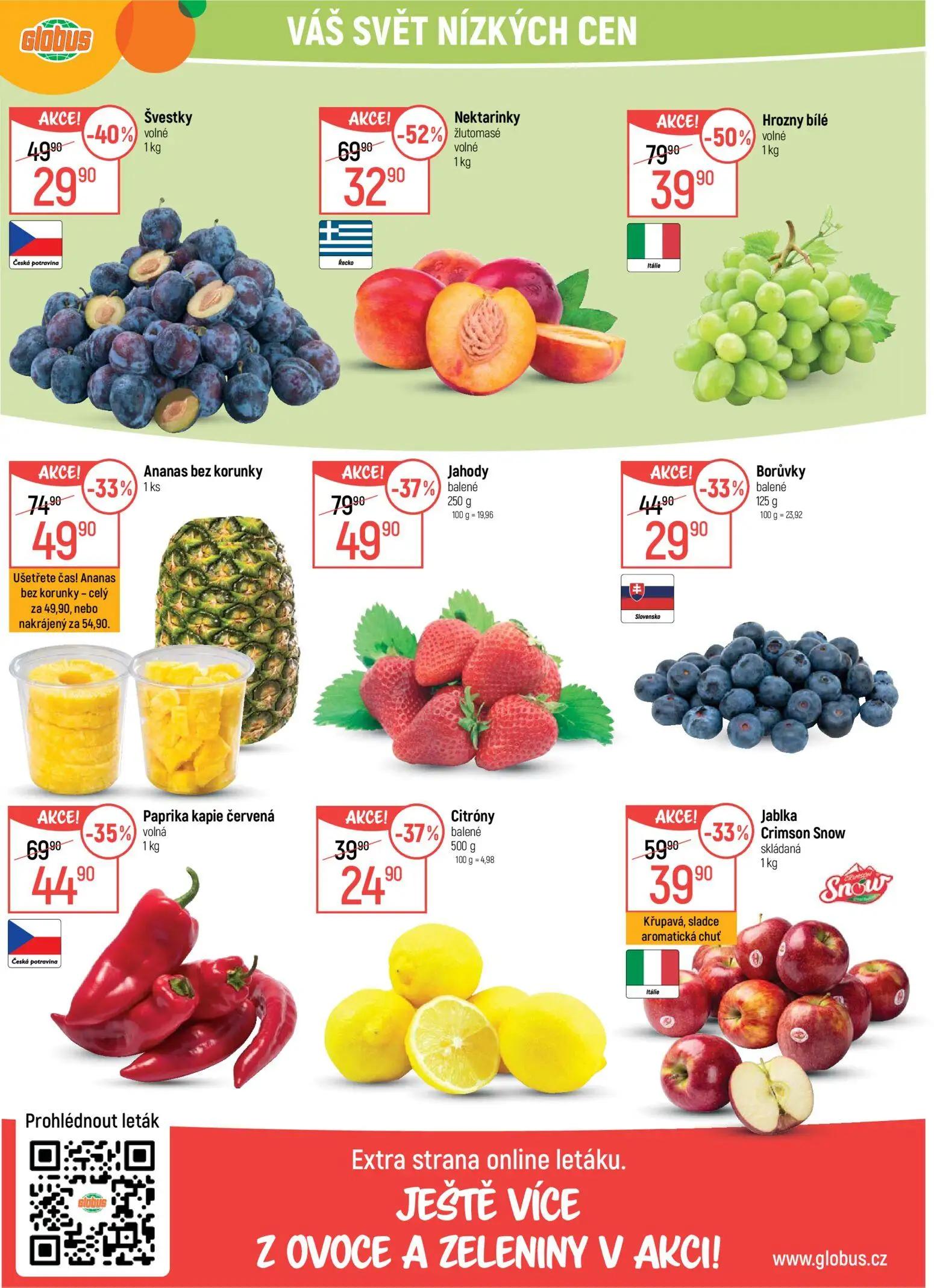GLOBUS leták, strana 23 z 50 — Hrozny bílé, Nektarinky žlutomasé, Jahody balené