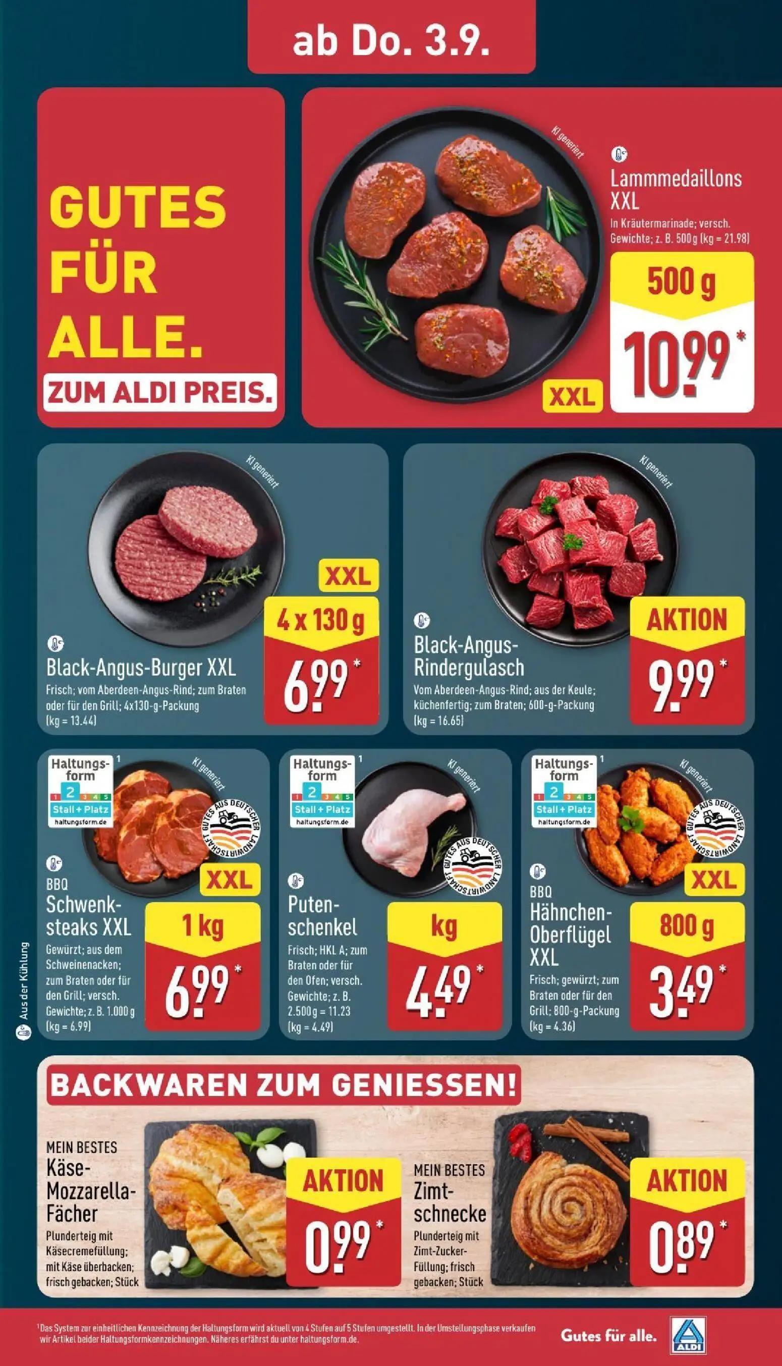 Aldi Nord Prospekt, Seite 27 von 39 — Lammmedaillons XXL, Black-Angus-Burger XXL, BBQ Schwenksteaks XXL