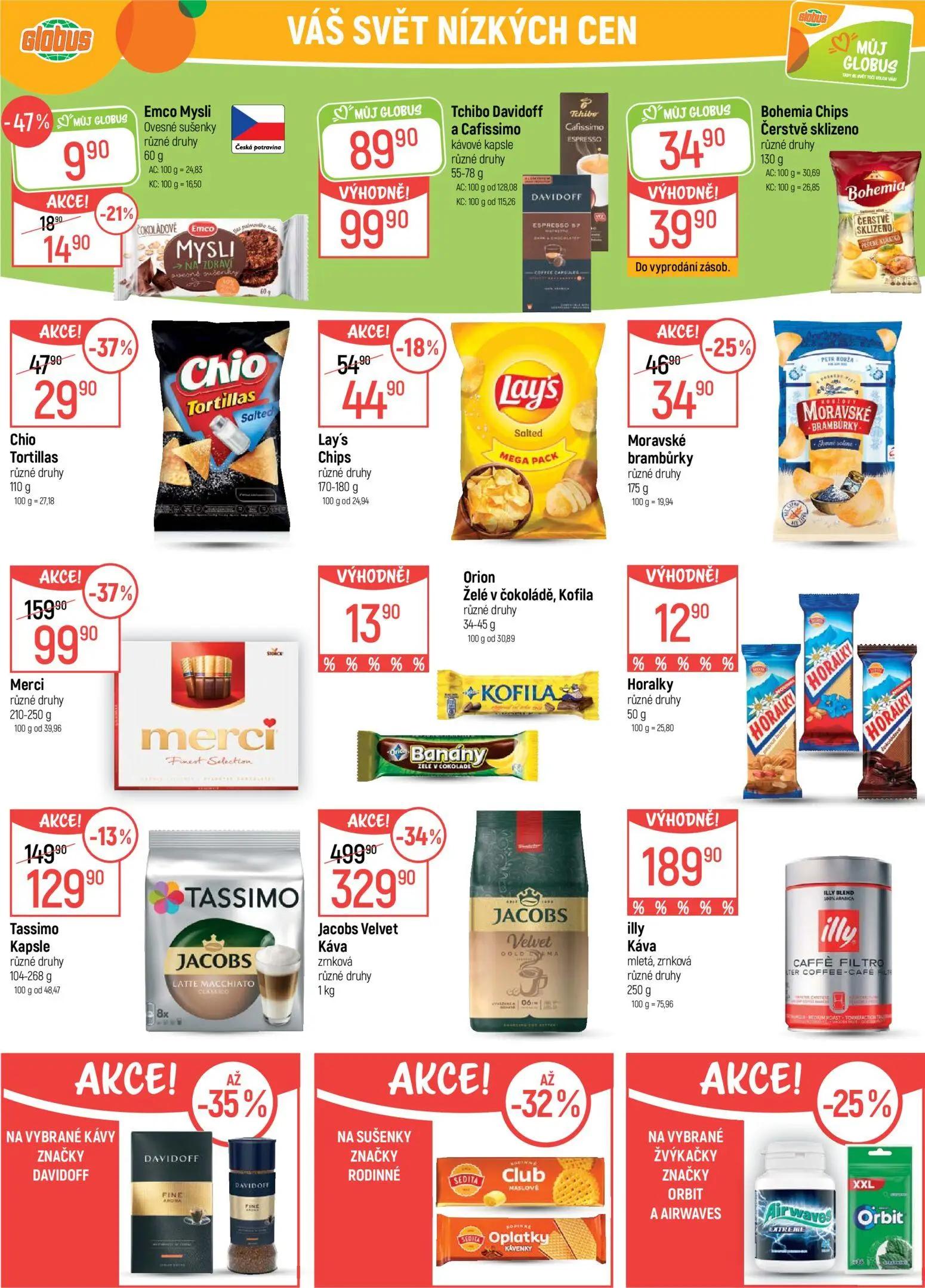 GLOBUS leták, strana 31 z 50 — Jacobs Velvet Káva zrnková různé druhy, Merci různé druhy, Tassimo Kapsle různé druhy