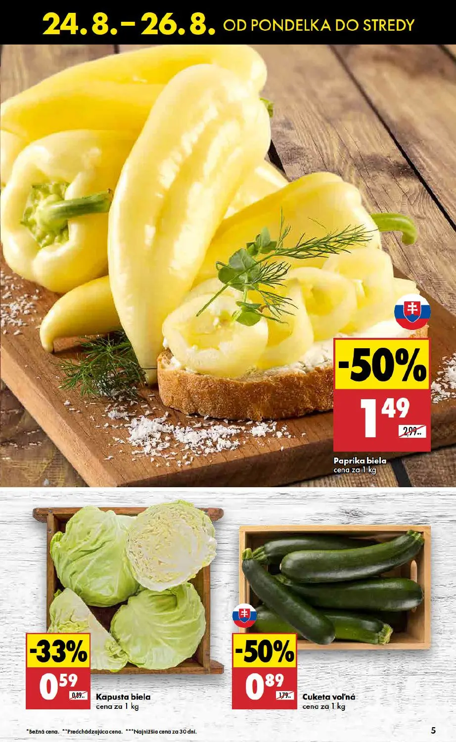 Biedronka leták, strana 5 z 11 — Paprika biela, Cuketa voľná, Kapusta biela